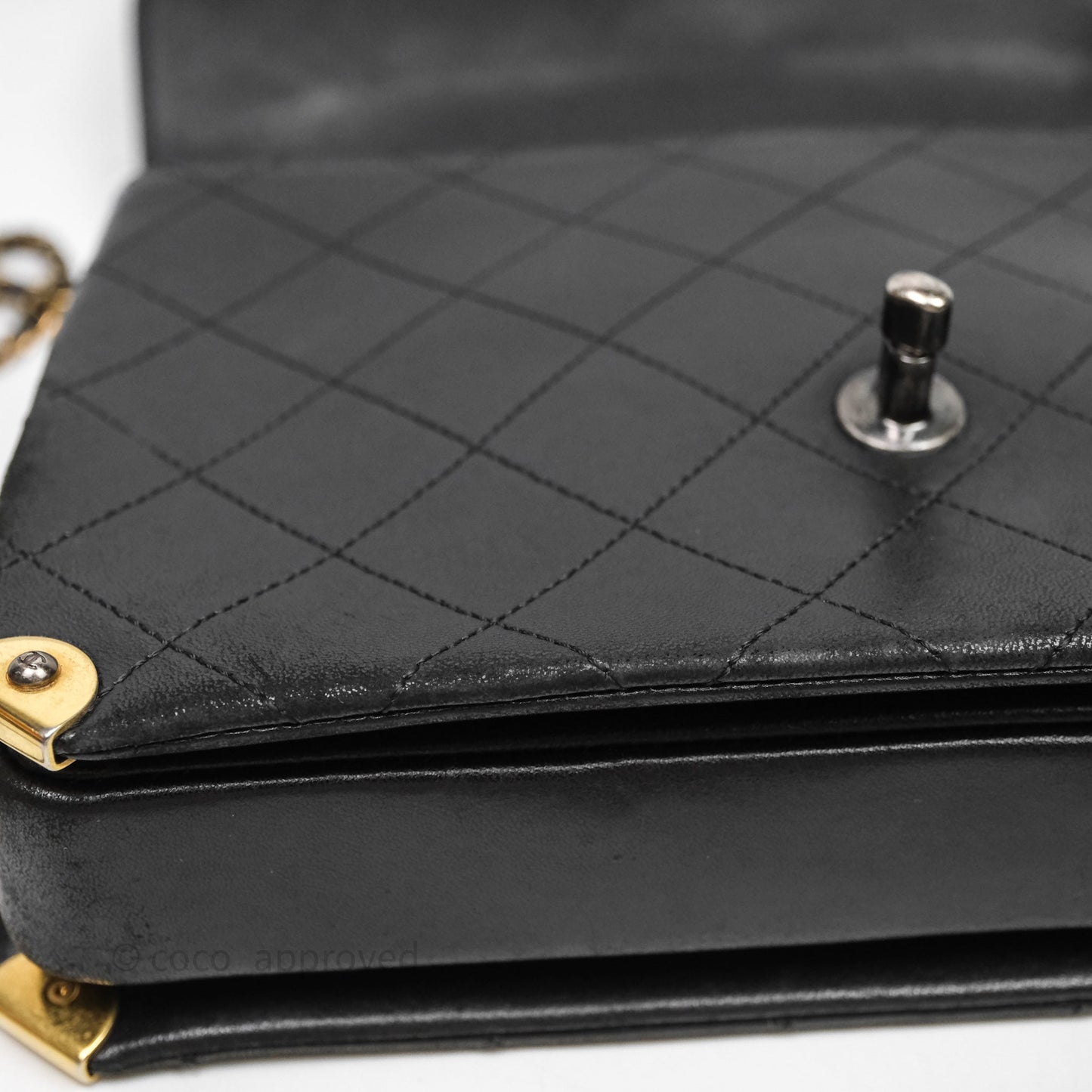 Chanel Quilted Flap Bag Black Calfskin Aged Gold Hardware