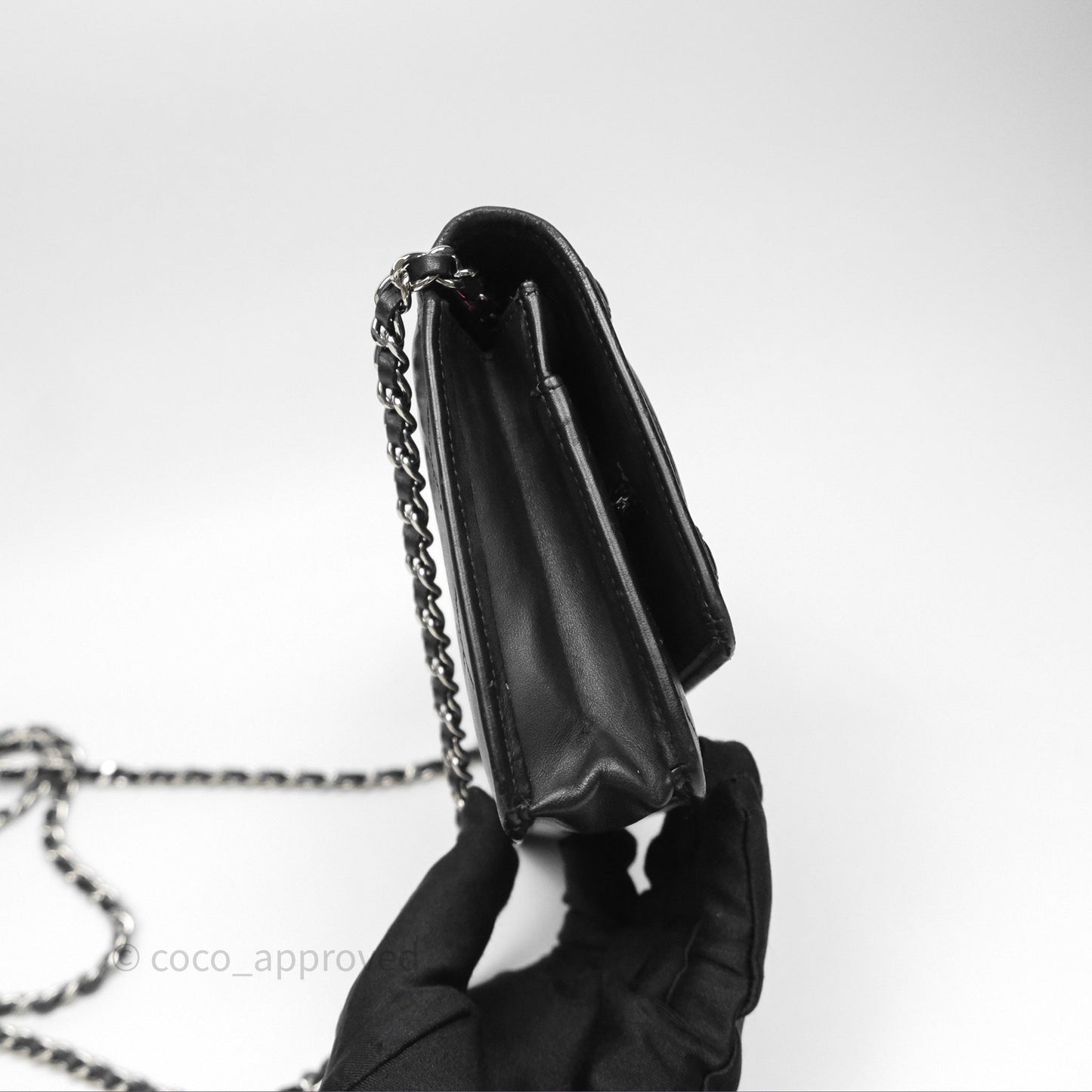 Chanel Quilted Wallet on Chain WOC Cambon Black Calfskin Silver Hardware