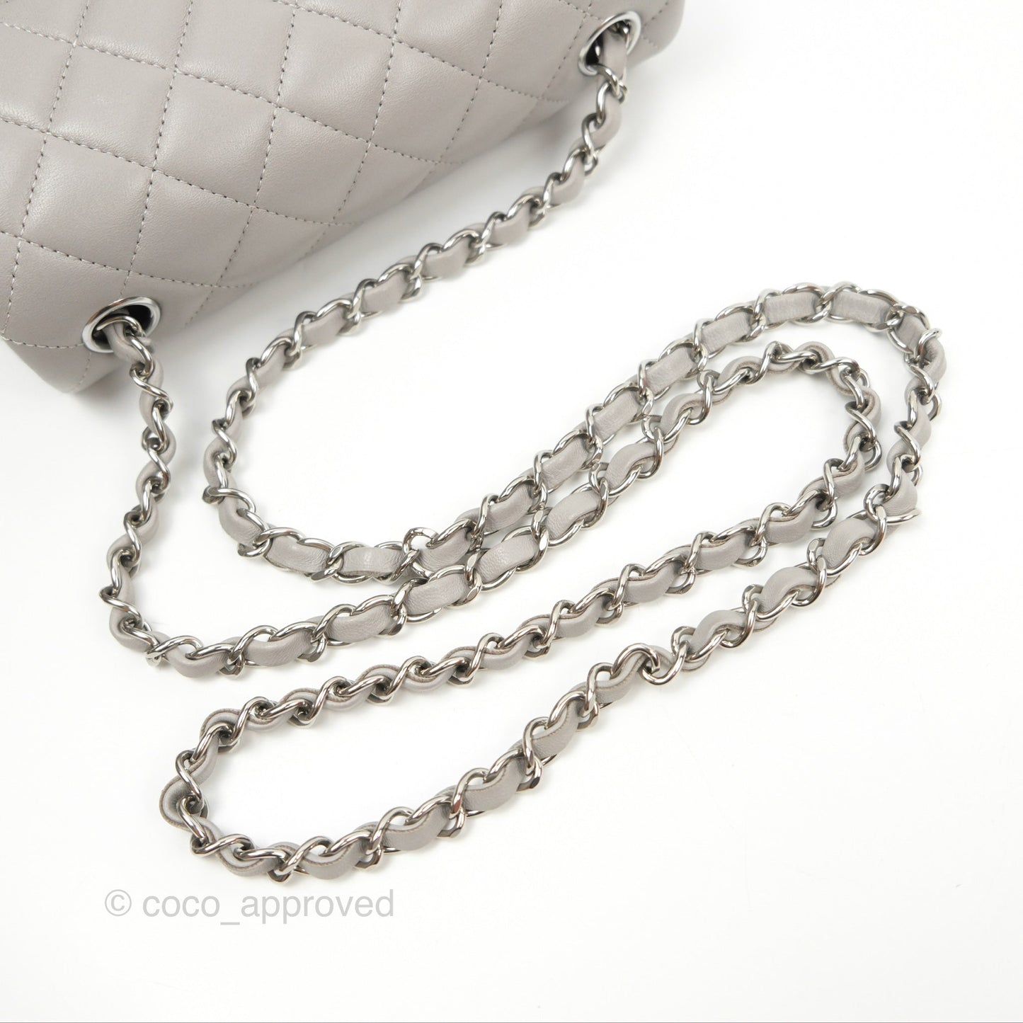 Chanel Quilted Mini Rectangular Grey Lambskin Silver Hardware