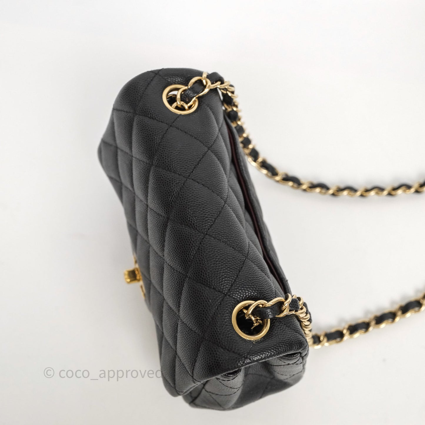 Chanel Mini Square Quilted Black Caviar Gold Hardware