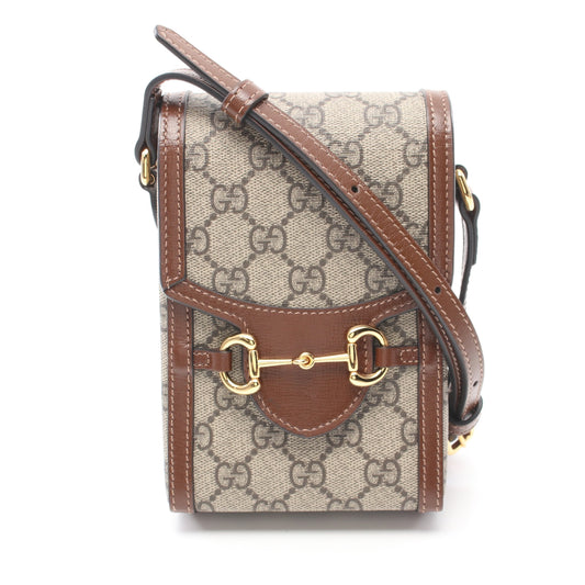 Luxury Gucci Trending 2025 Horsebit 1955 Mini bag GG Supreme Shoulder bag PVC Leather Beige Brown
