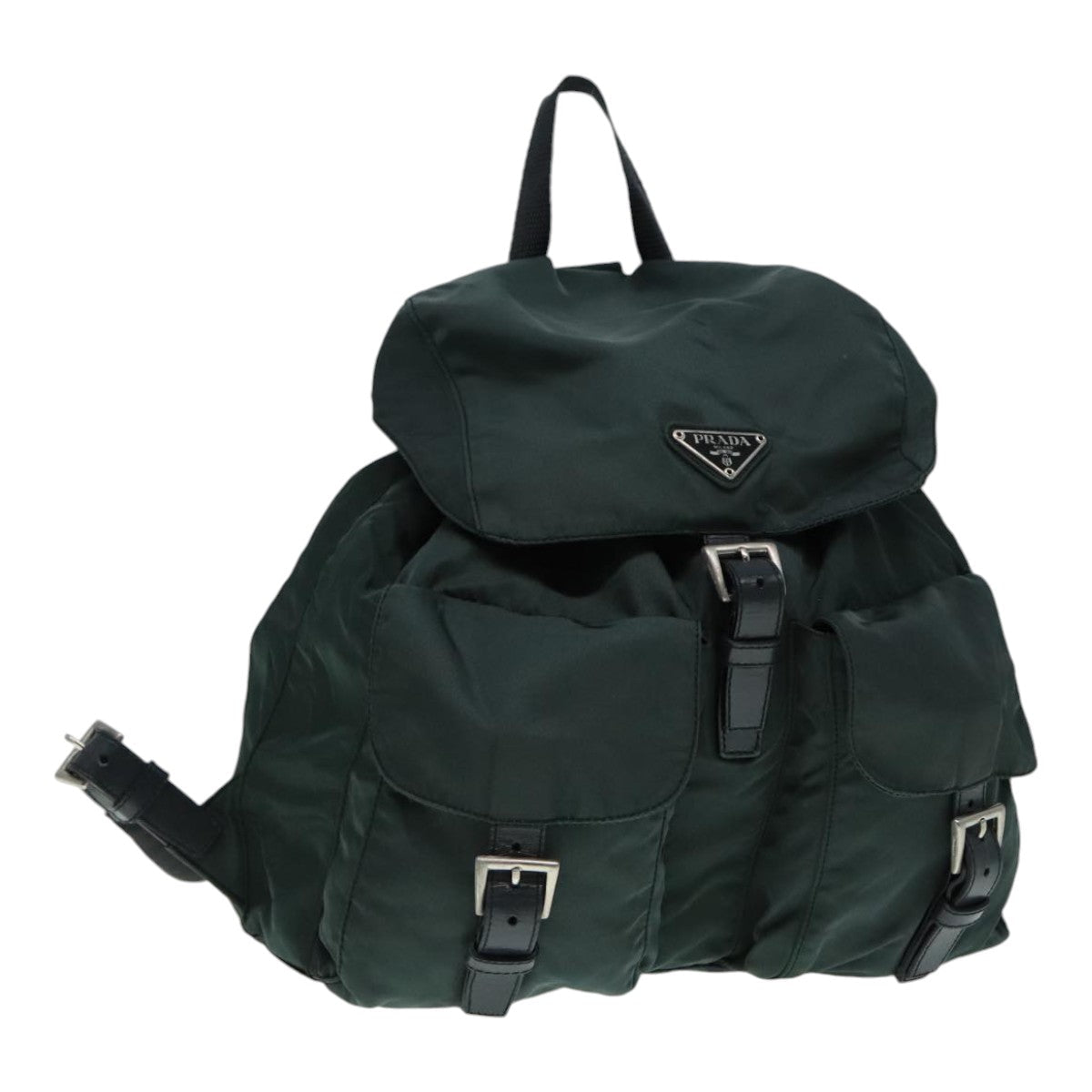 Luxury Prada Backpack Nylon Khaki Silver  90473