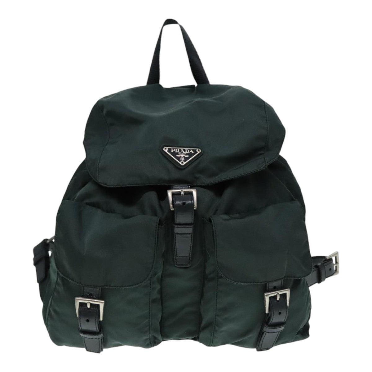 Luxury Prada Backpack Nylon Khaki Silver  90473