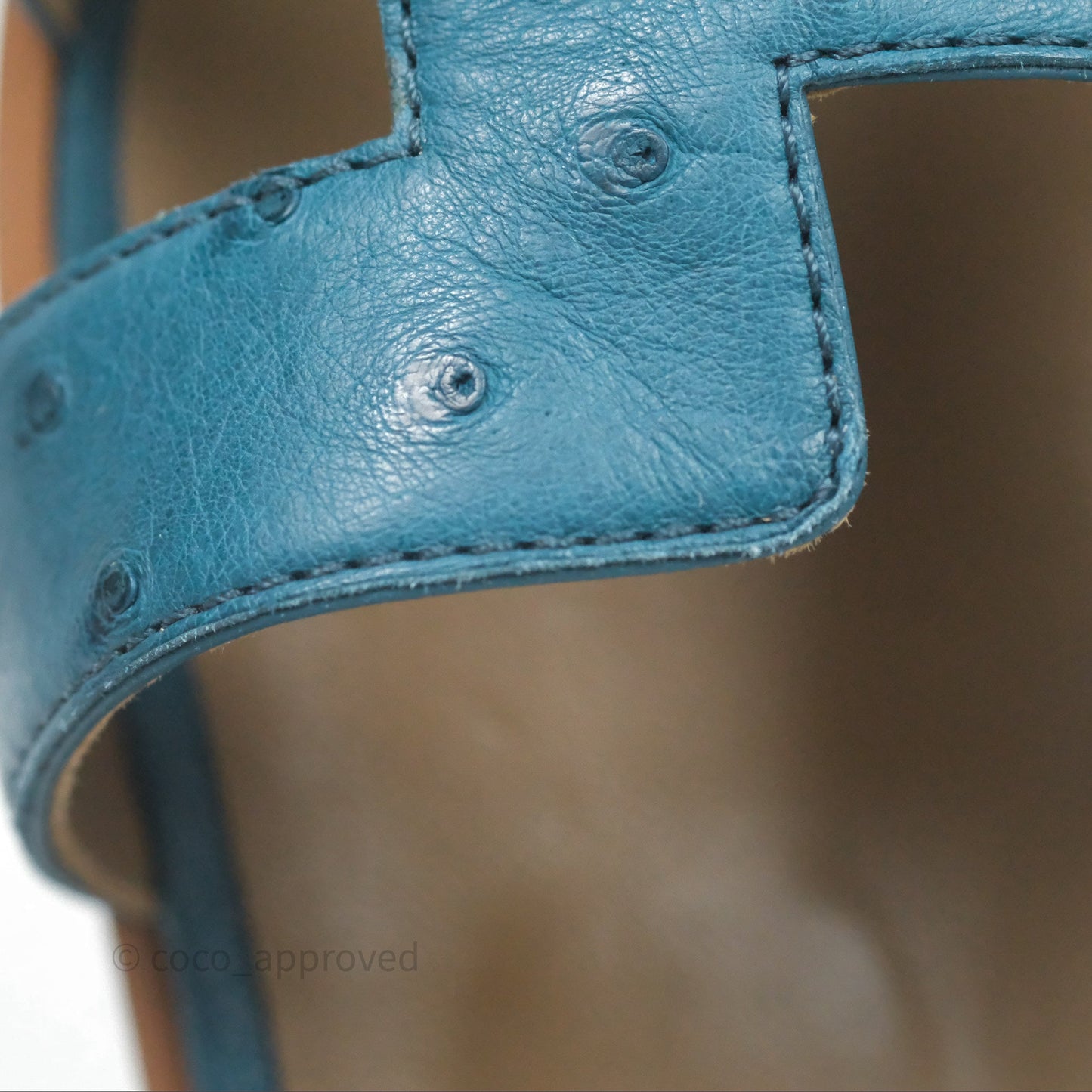 Hermès Oran Sandals in Blue Cobalt Ostrich Size 37