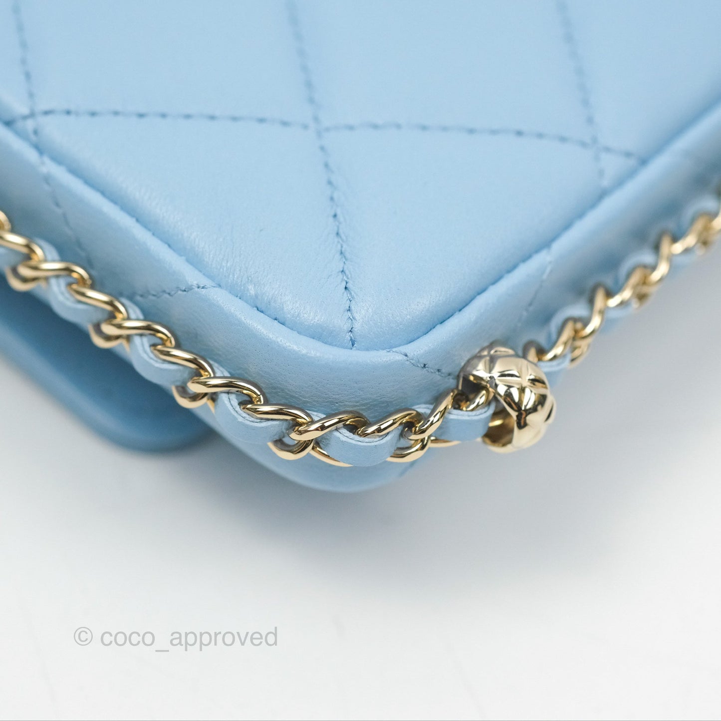 Chanel Mini Clutch With Chain Blue Lambskin Gold Hardware