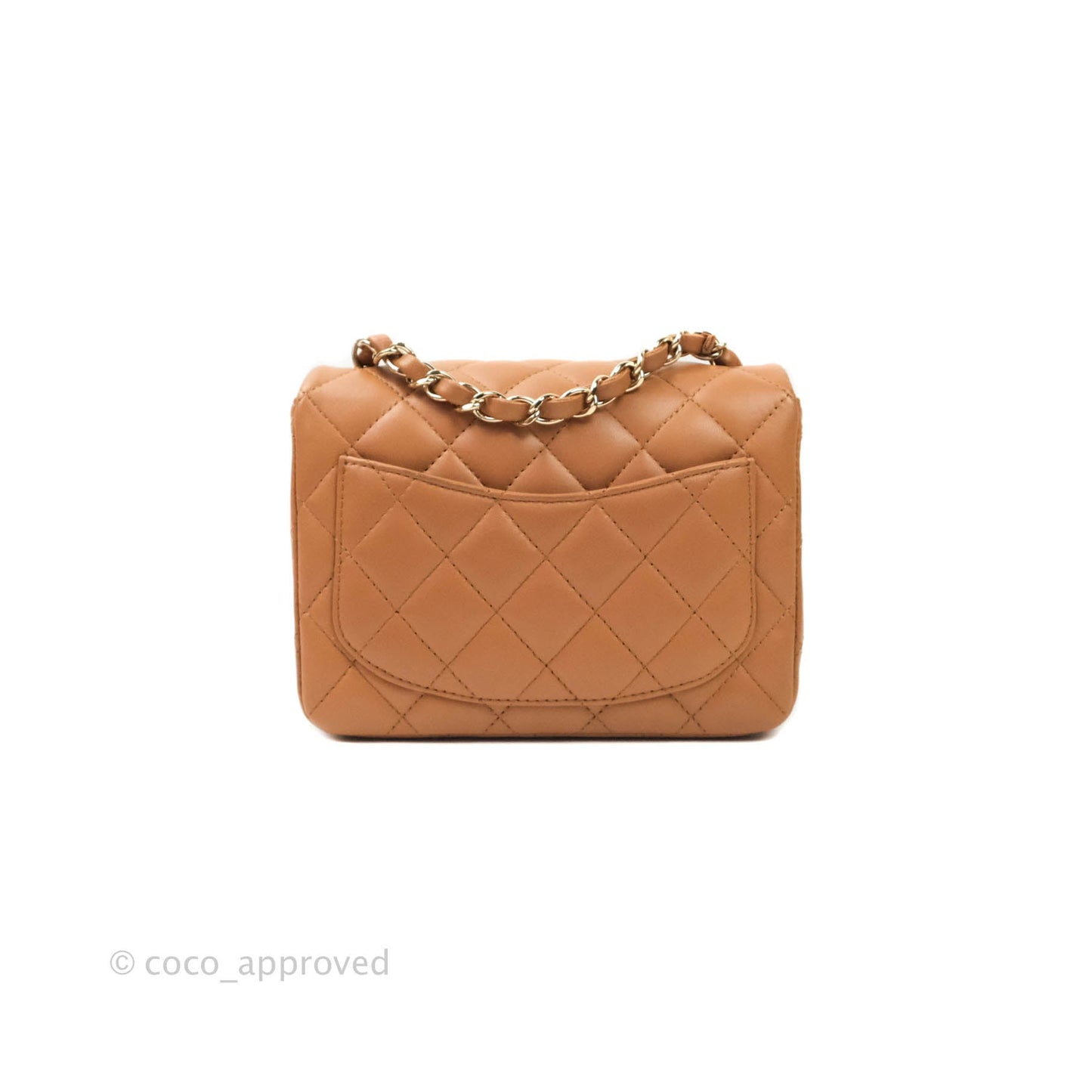Chanel Classic Quilted Mini Square Caramel Dark Beige Lambskin Gold Hardware