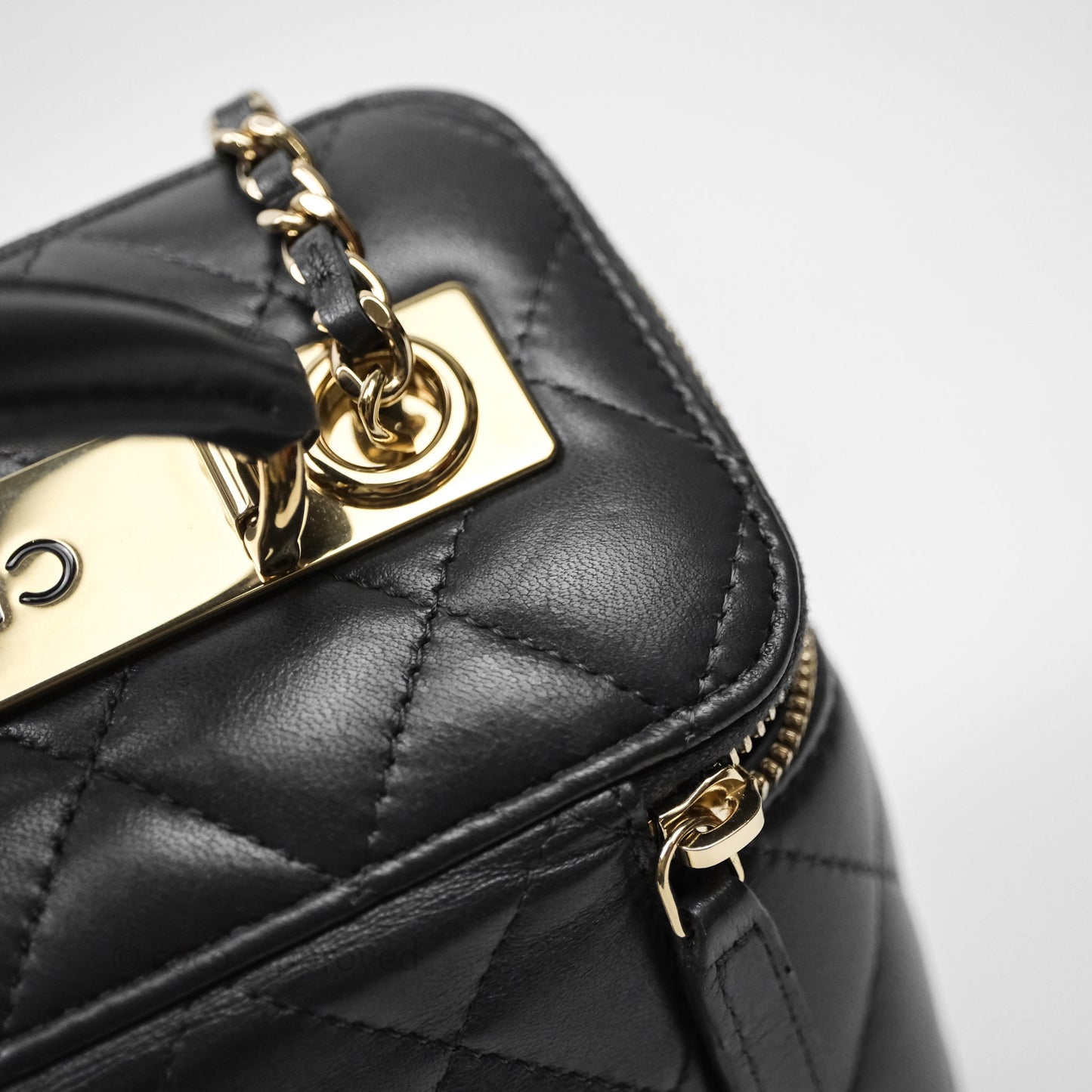 Chanel Trendy CC Vanity Rectangular Top Handle Dark Grey Lambskin Gold Hardware