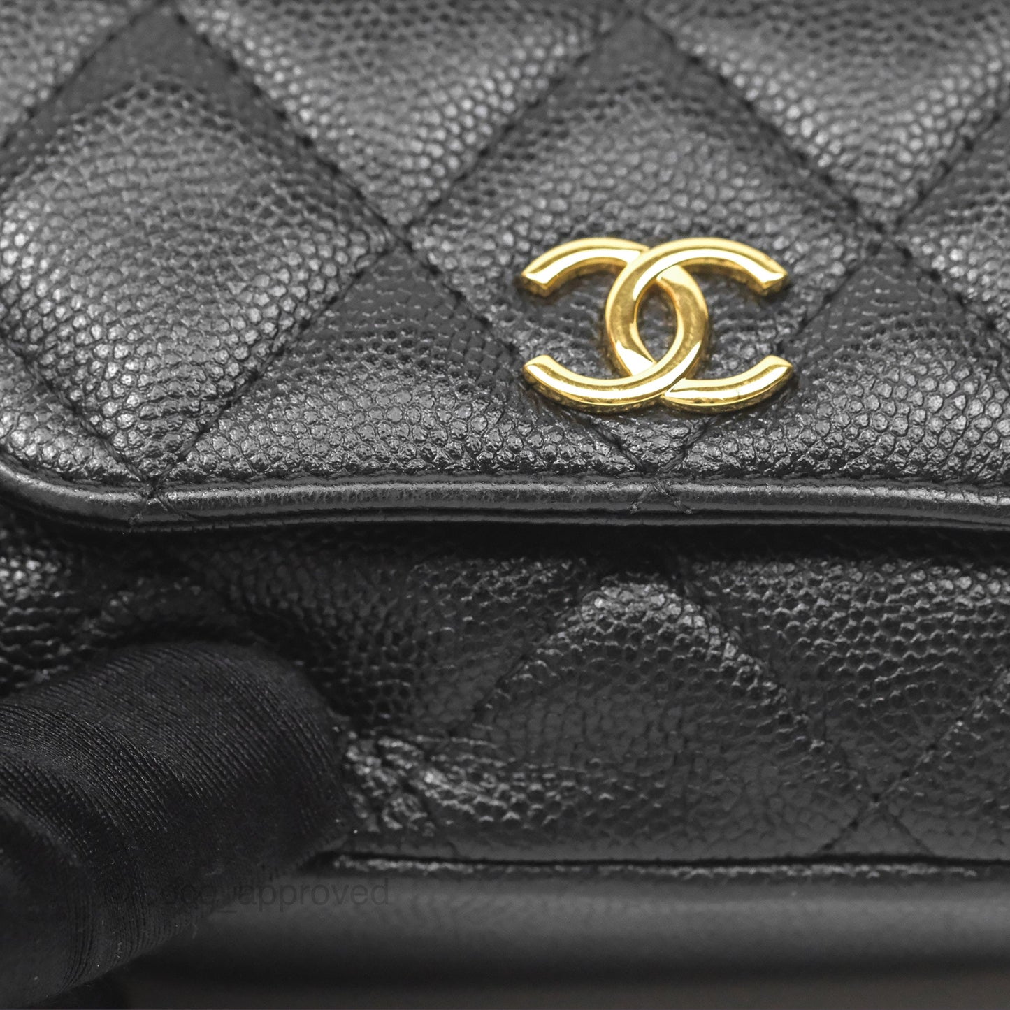 Chanel Clutch with Chain Black Caviar Gold Hardware 22K