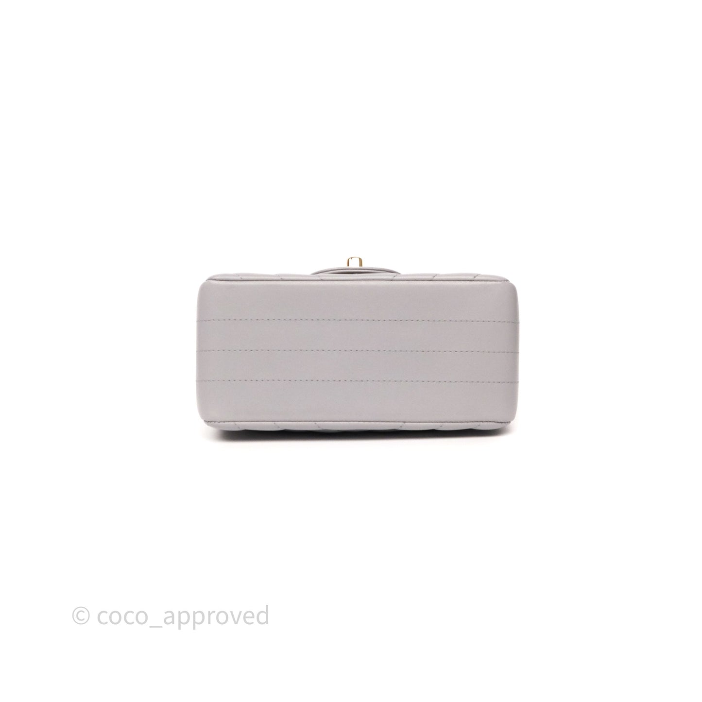 Chanel Mini Square Flap Chevron Grey Lambskin Gold Hardware