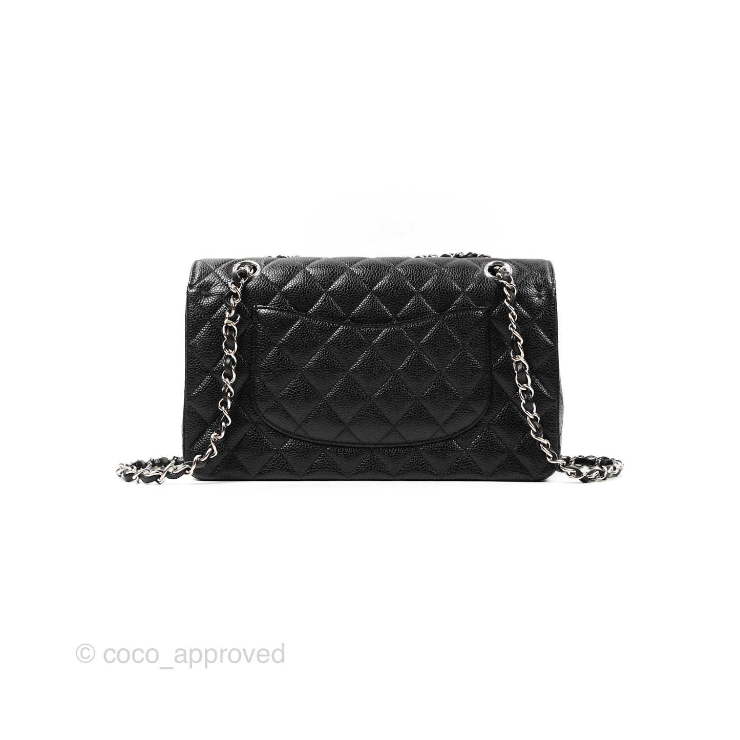 Chanel Classic M/L Medium Flap Quilted Black Caviar Silver Hardware