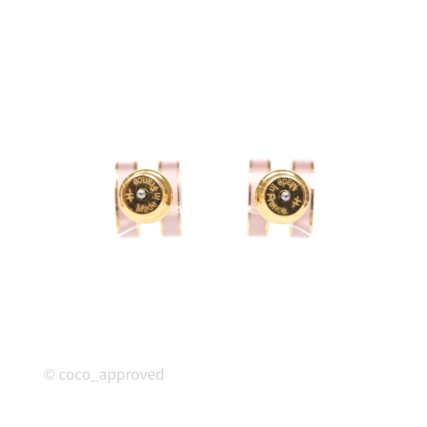 Hermès Mini Pop H Earrings Rose Dragee 5U Gold Hardware