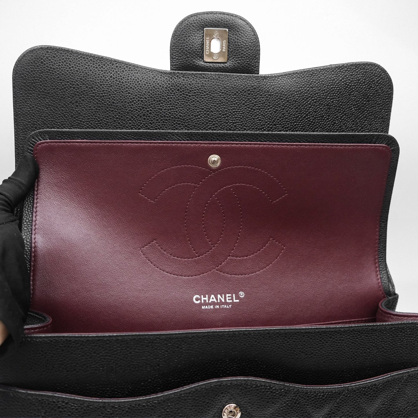 Chanel Jumbo Double Flap Black Caviar Silver Hardware⁣⁣