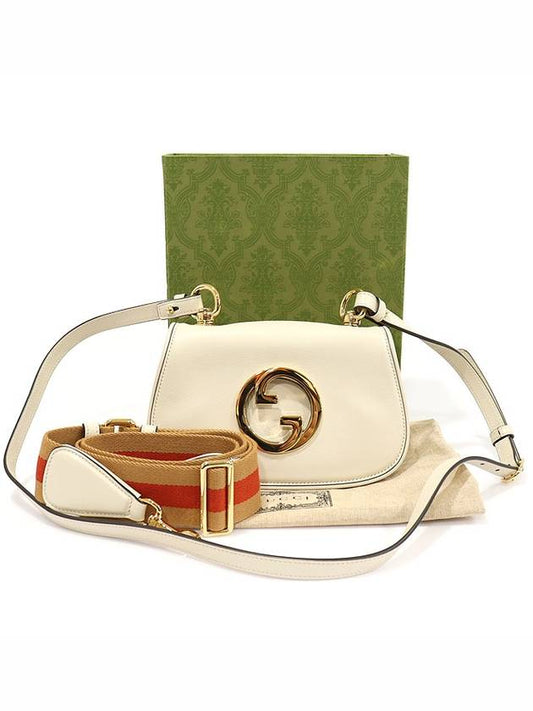 Luxury Gucci Trending 2025 698643 White Leather Round Interlocking G Blondie Mini Shoulder Bag 2WAY