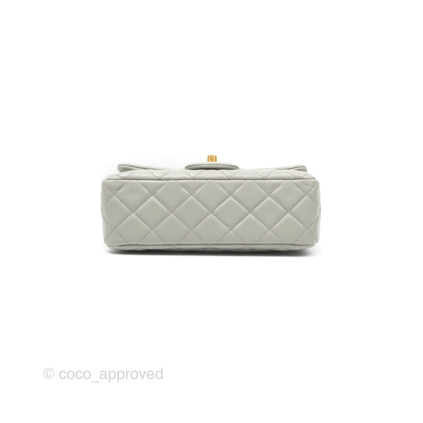 Chanel Mini Rectangular Pearl Crush Grey Lambskin Aged Gold Hardware