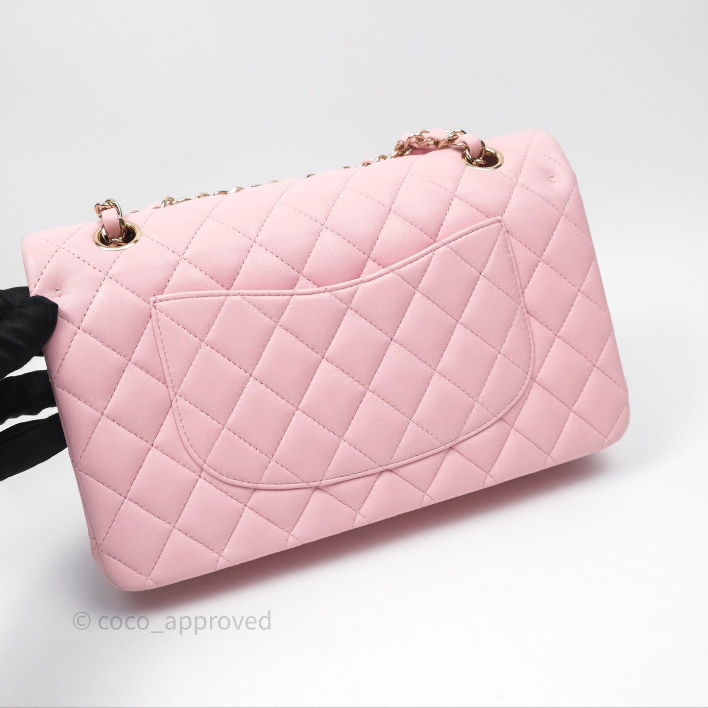 Chanel Classic M/L Medium Flap Quilted Pink Lambskin Gold Hardware
