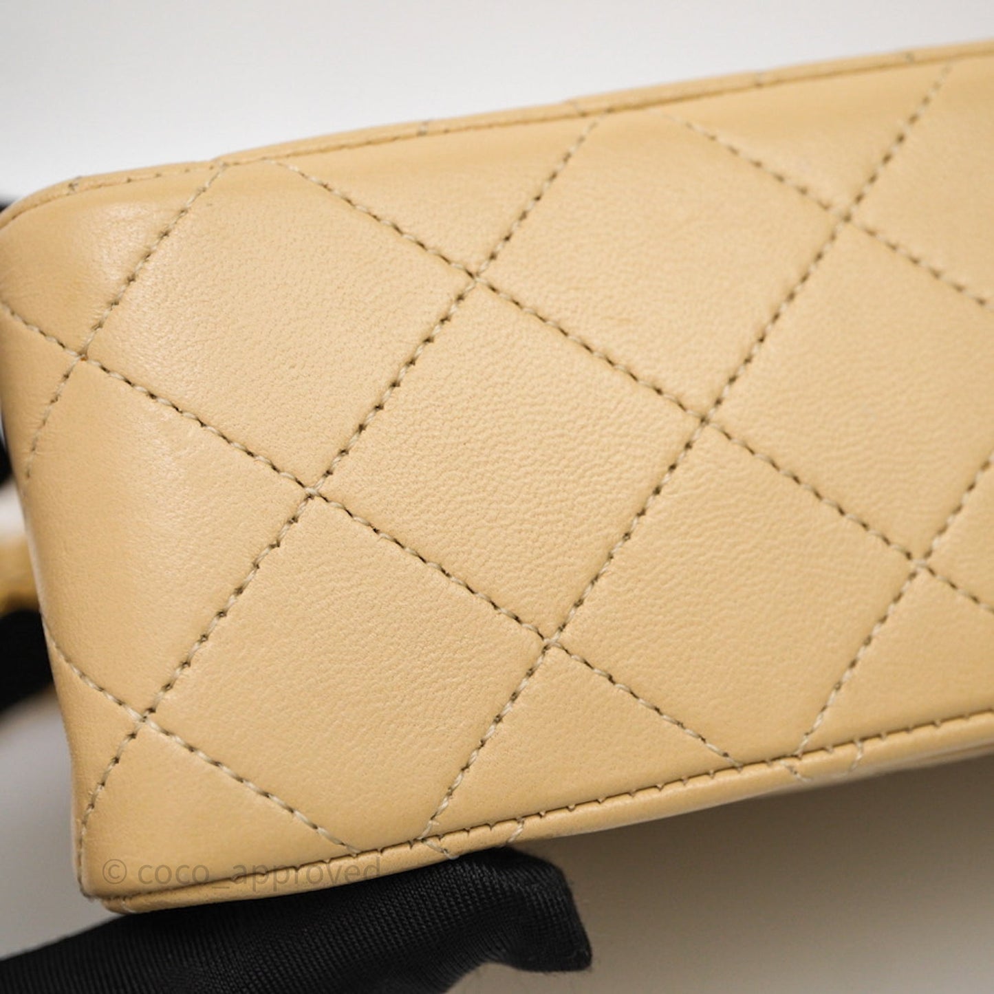 Chanel Vintage Small Classic Flap Beige Lambskin 24K Gold Hardware