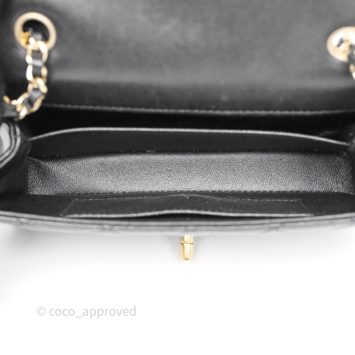 Chanel Quilted Extra Mini Rectangular Flap Black Lambskin Aged Gold Hardware