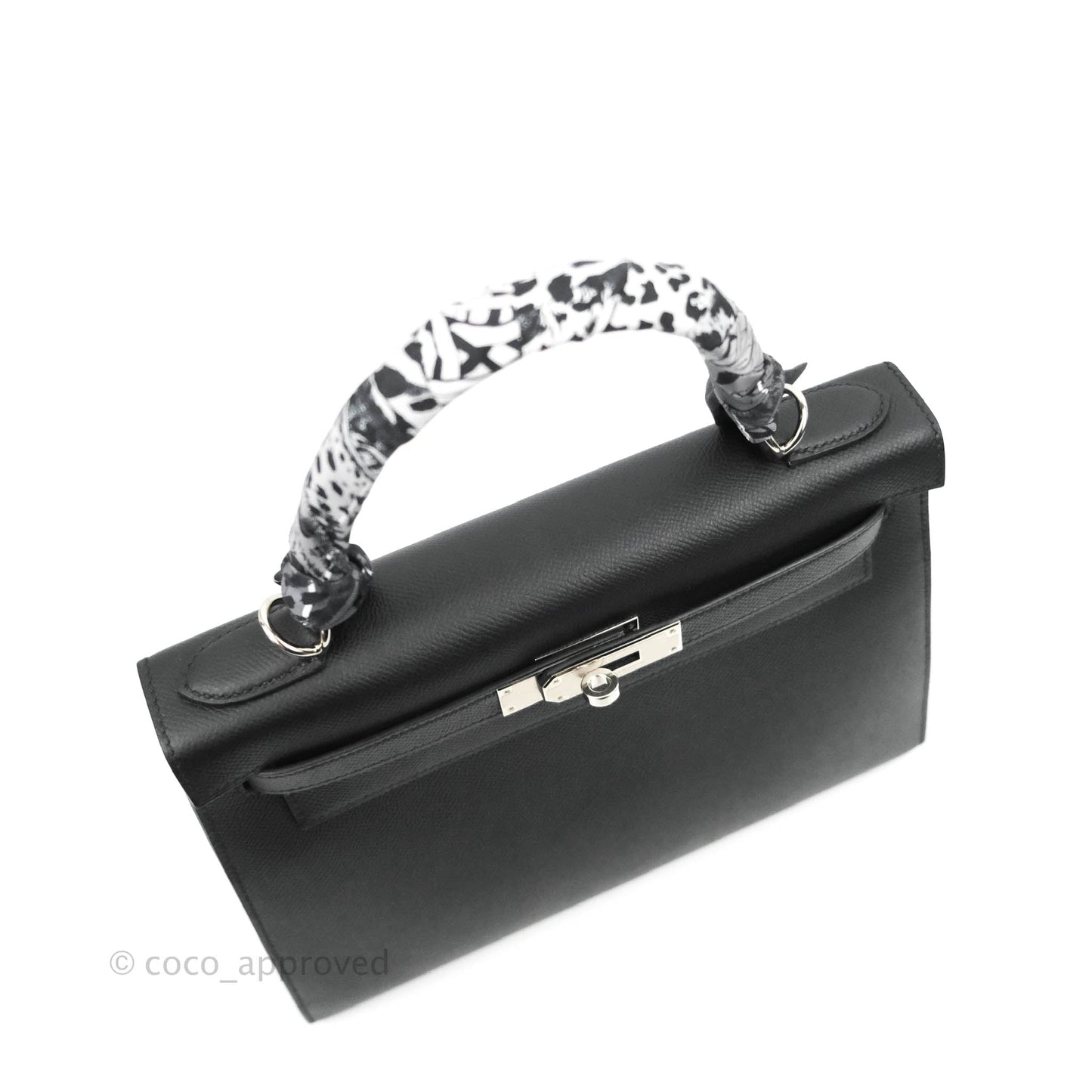 Hermès Kelly 28 Sellier Black Epsom Palladium Hardware