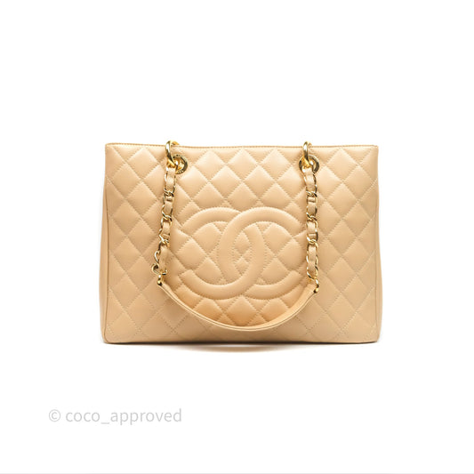 Chanel GST Beige Caviar Gold Hardware