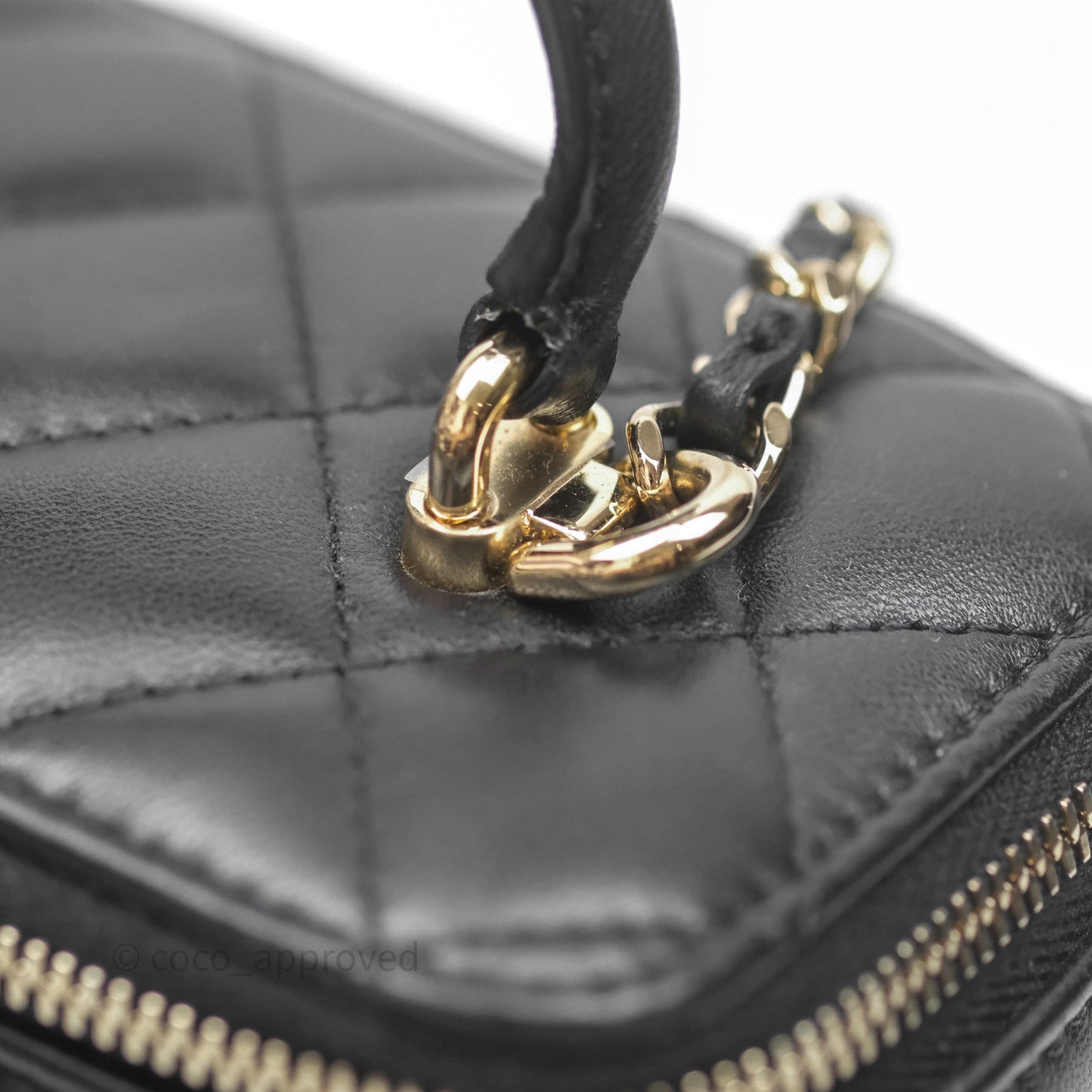 Chanel Vanity Rectangular Top Handle Black Lambskin Gold Hardware