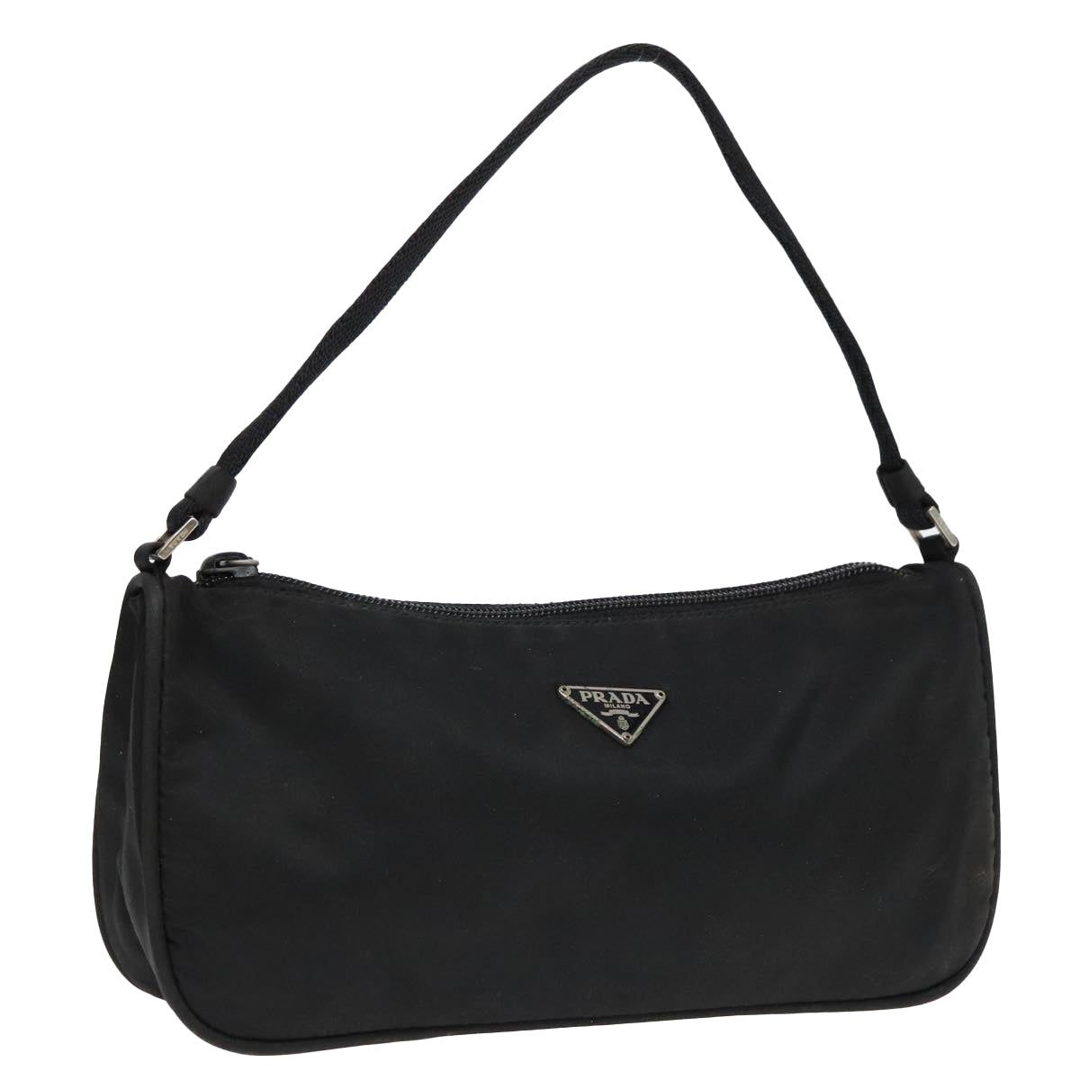 Luxury Prada Accessory Pouch Nylon Black Silver  90630