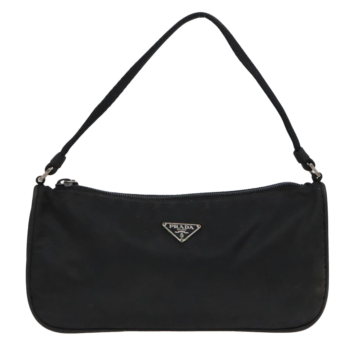 Luxury Prada Accessory Pouch Nylon Black Silver  90630