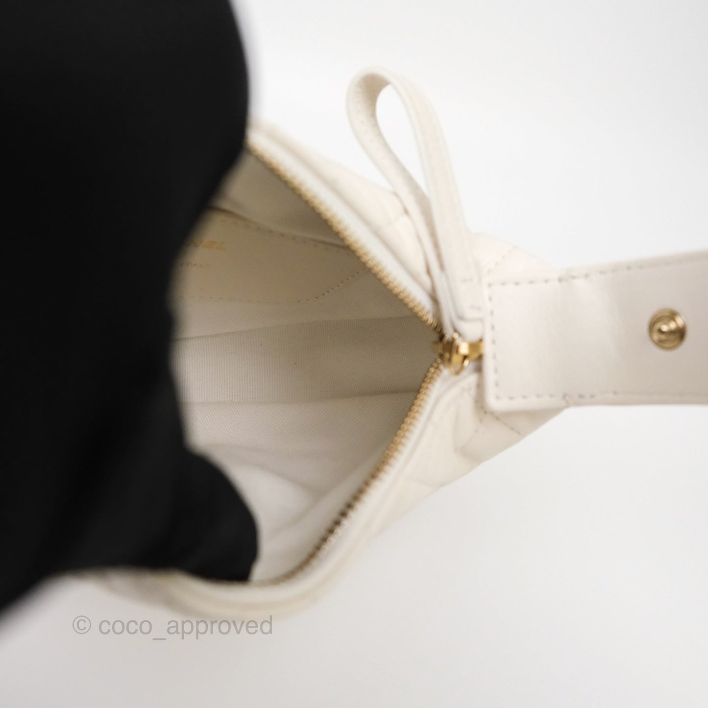 Chanel Chain Around Mini Hobo Pouch White Lambskin Gold Hardware 23C