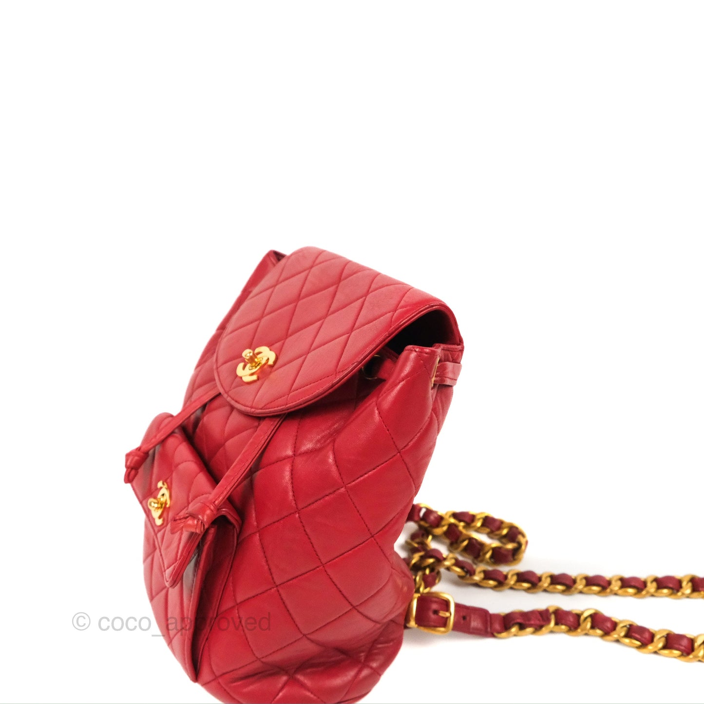 Chanel Vintage CC Duma Backpack Red Lambskin 24K Gold Hardware