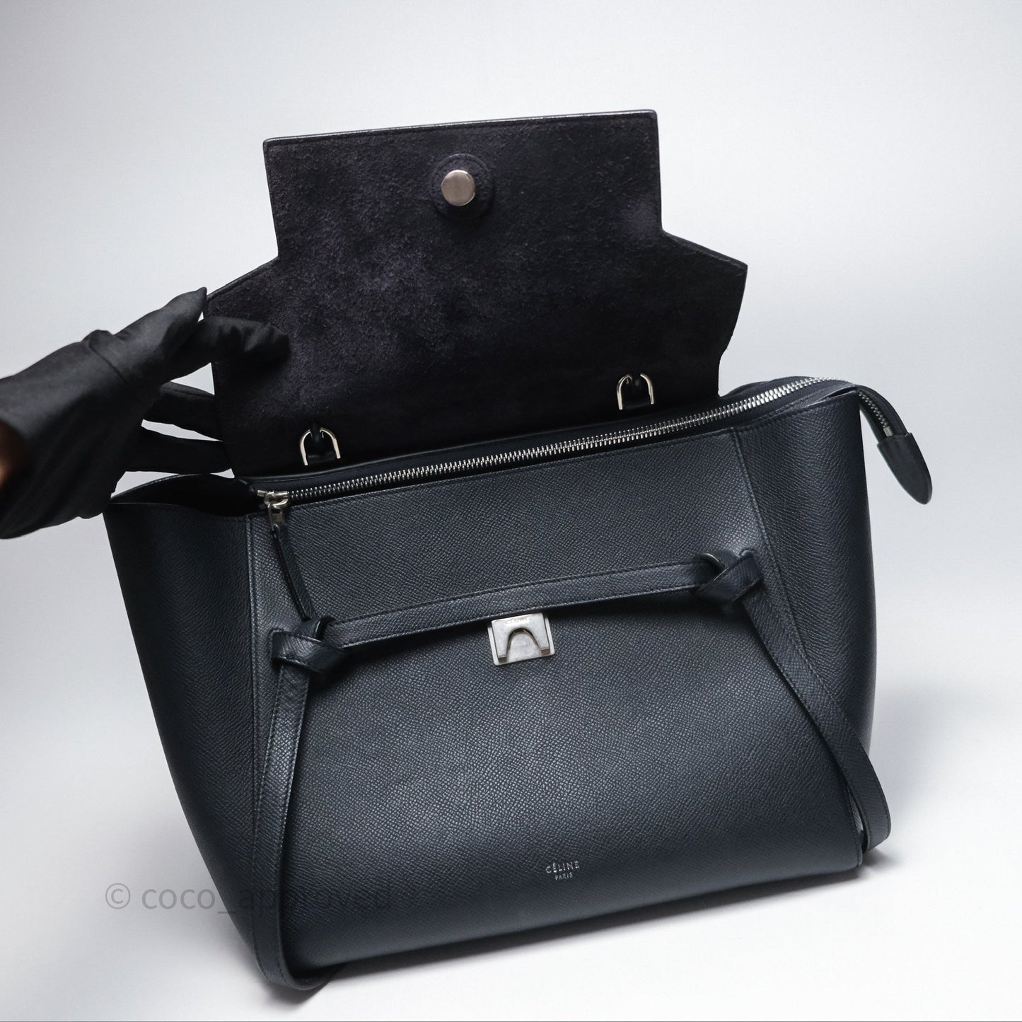 Celine Mini Belt Bag Navy Grained Calfskin Silver Hardware
