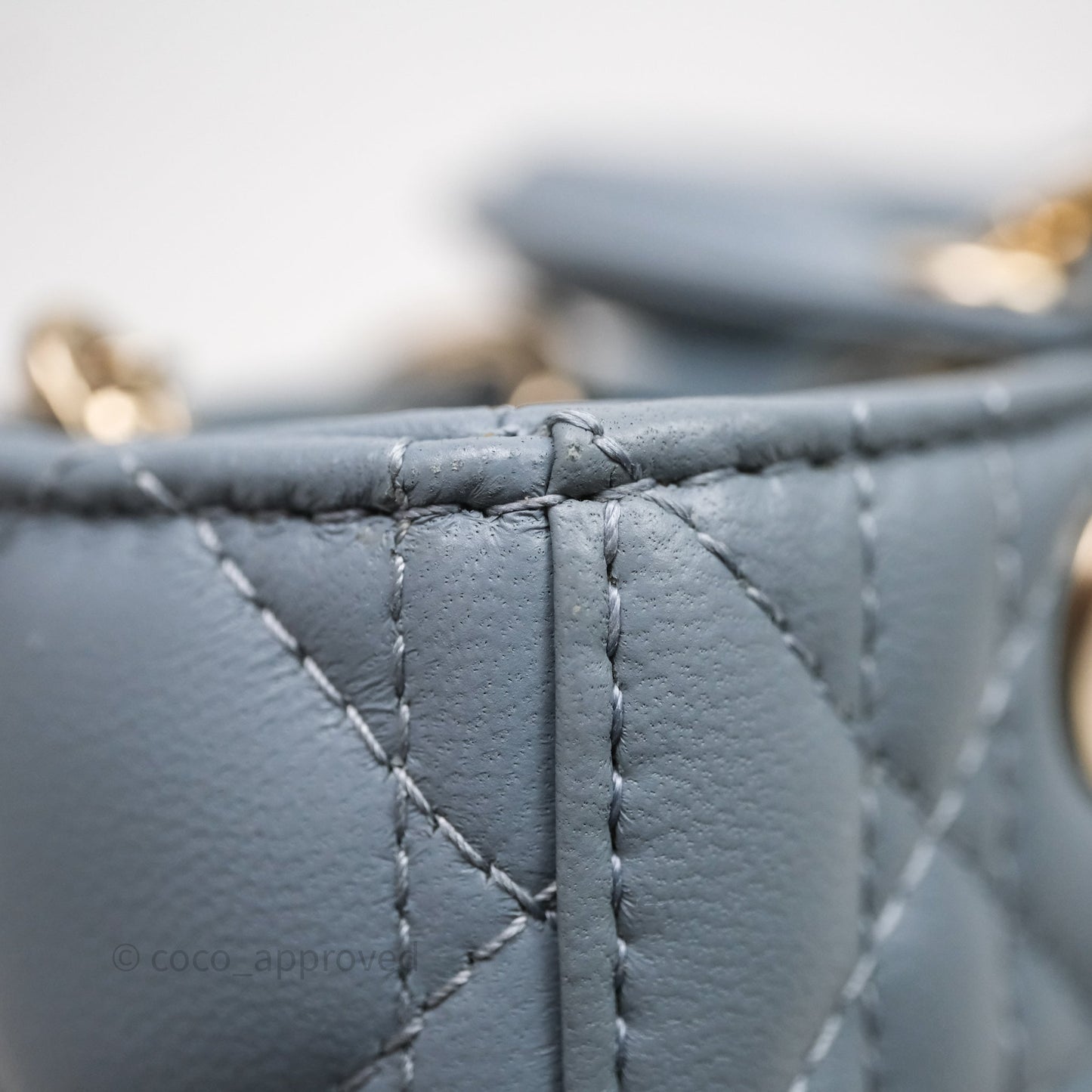 Christian Dior Micro Lady D-Joy Bag Blue Cannage Lambskin Light Gold Hardware