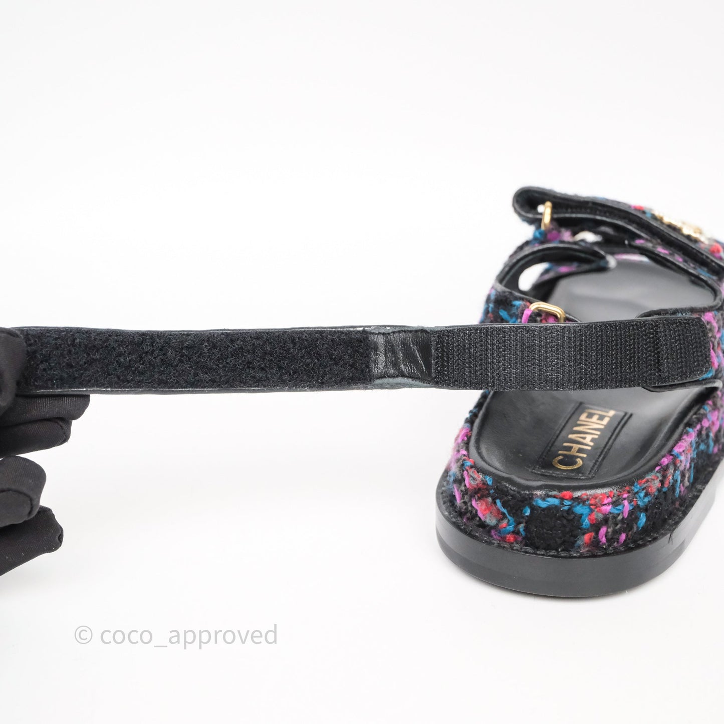 Chanel Dad Sandals Black/ Purple Tweed Size 38