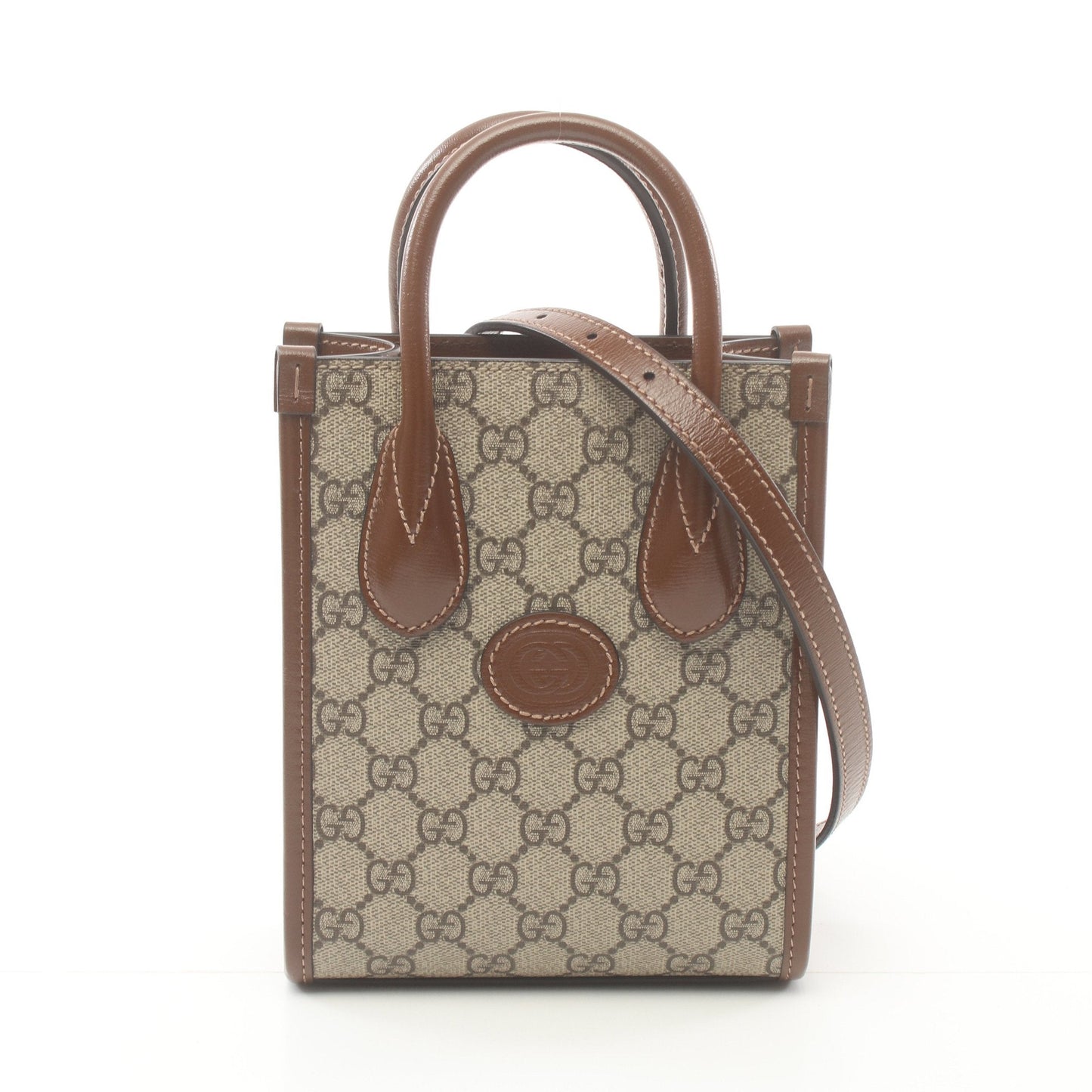 Luxury Gucci Trending 2025 With interlocking G Mini tote bag GG Supreme Handbag PVC Leather Beige Brown 2WAY