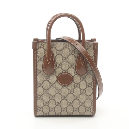 Luxury Gucci Trending 2025 With interlocking G Mini tote bag GG Supreme Handbag PVC Leather Beige Brown 2WAY