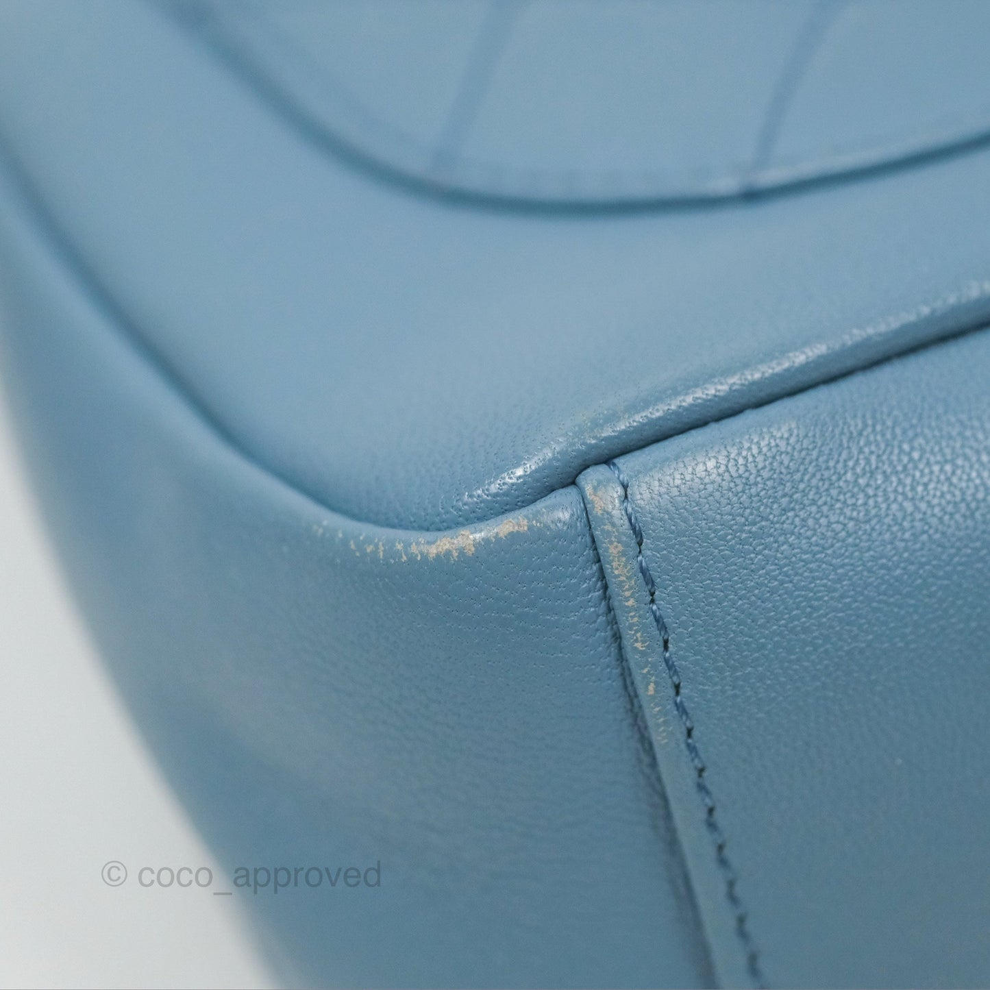 Chanel Curved Flap Bag Blue Lambskin Aged Gold Hardware