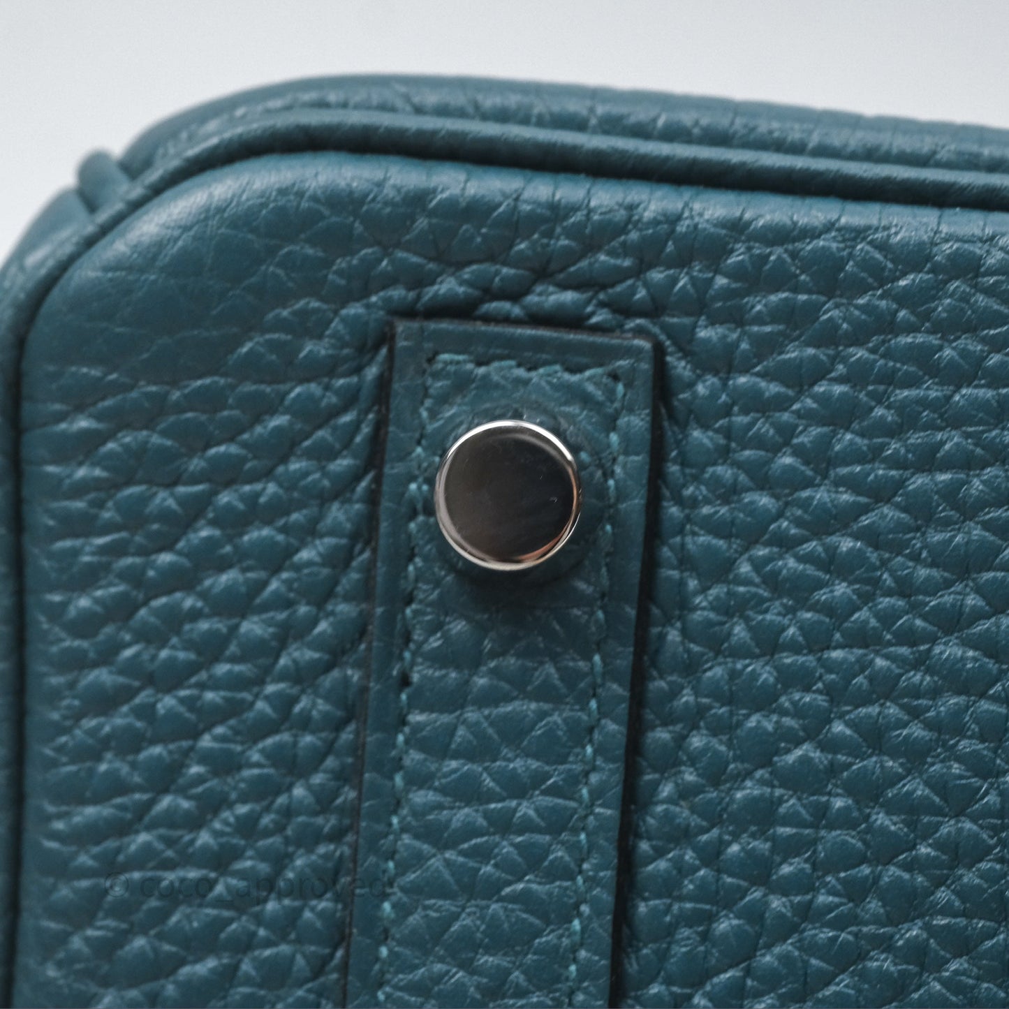 Hermès Birkin 25 Retourne Vert Bosphore W0 / Bleu Océan Z7 Togo Palladium Hardware