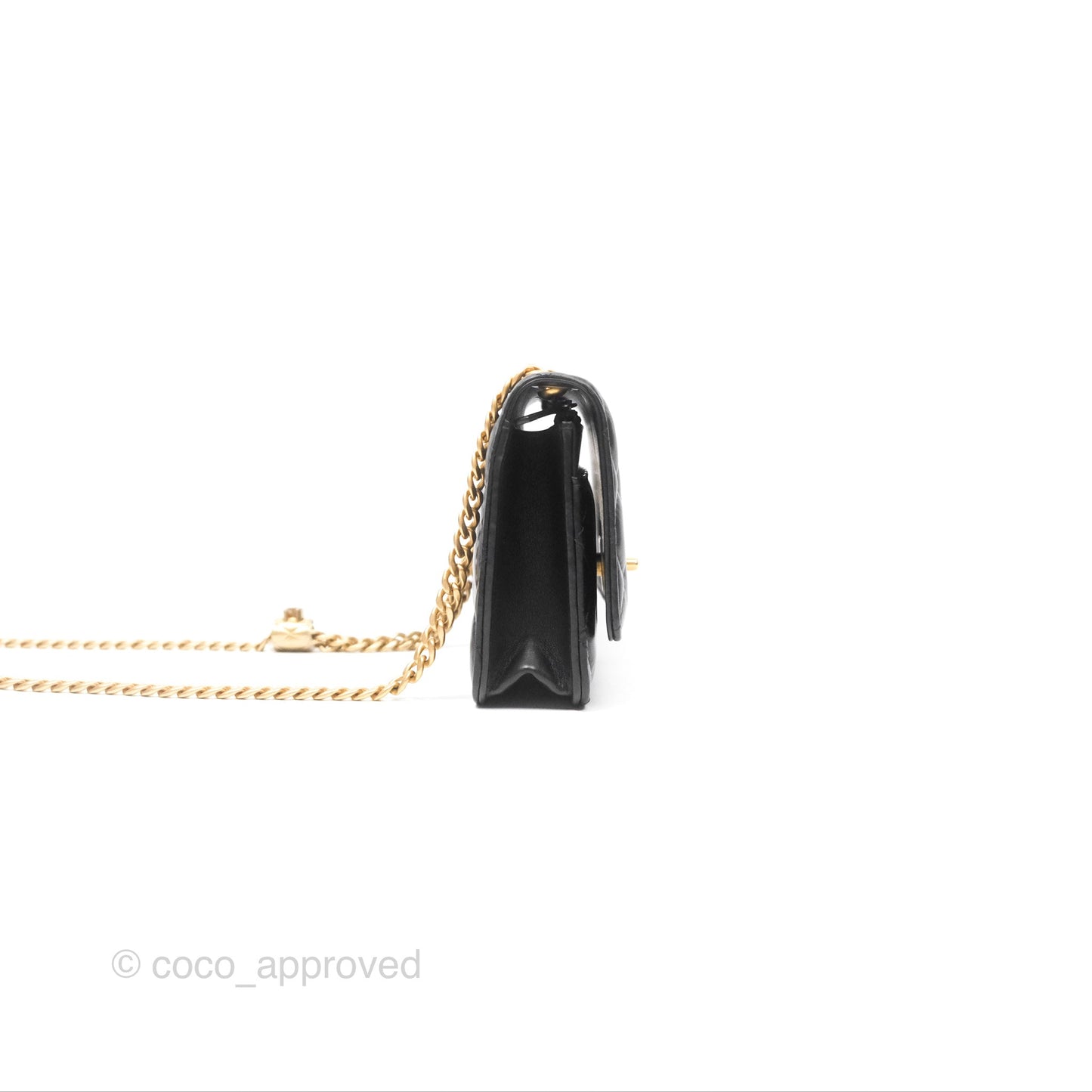 Chanel All Slide Wallet on Chain WOC Adjustable Chain Quilted Black Lambskin 22K