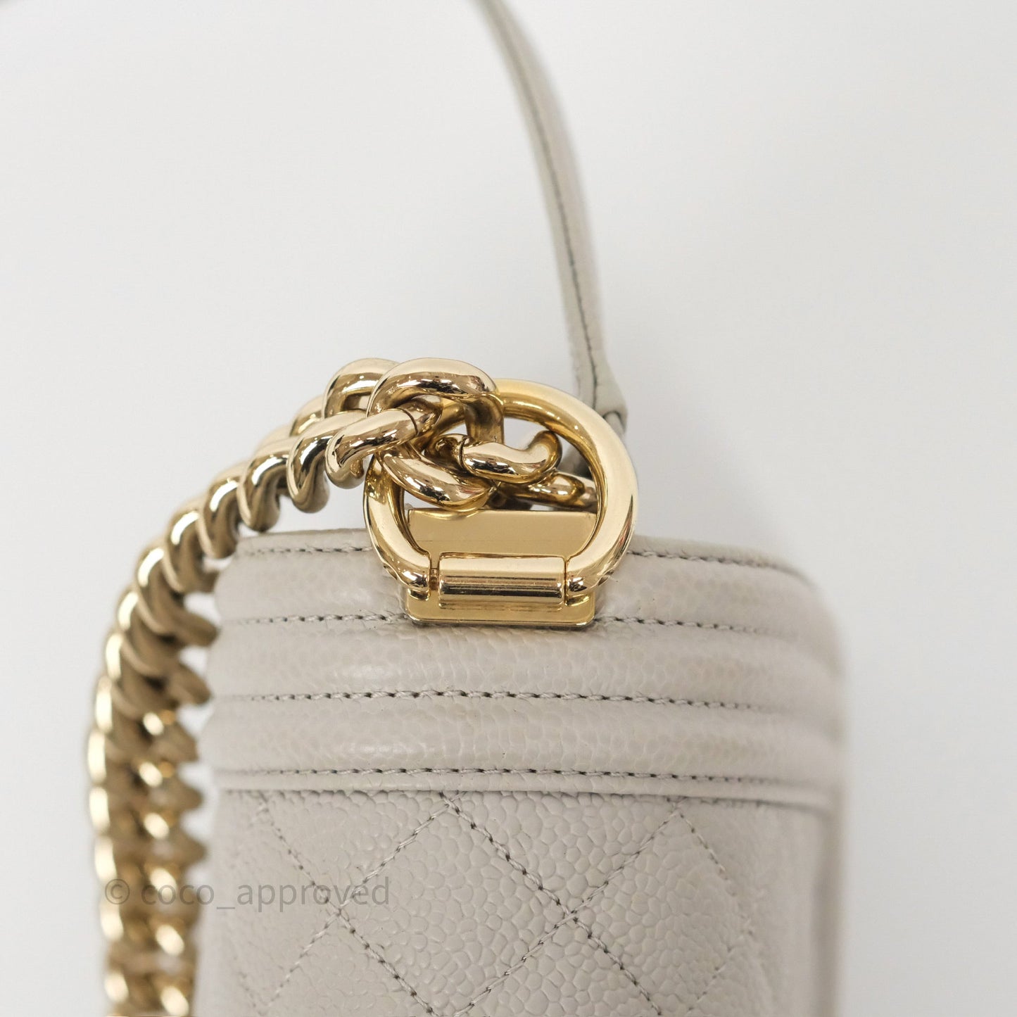 Chanel Medium Boy Quilted Grey Caviar Gold Hardware
