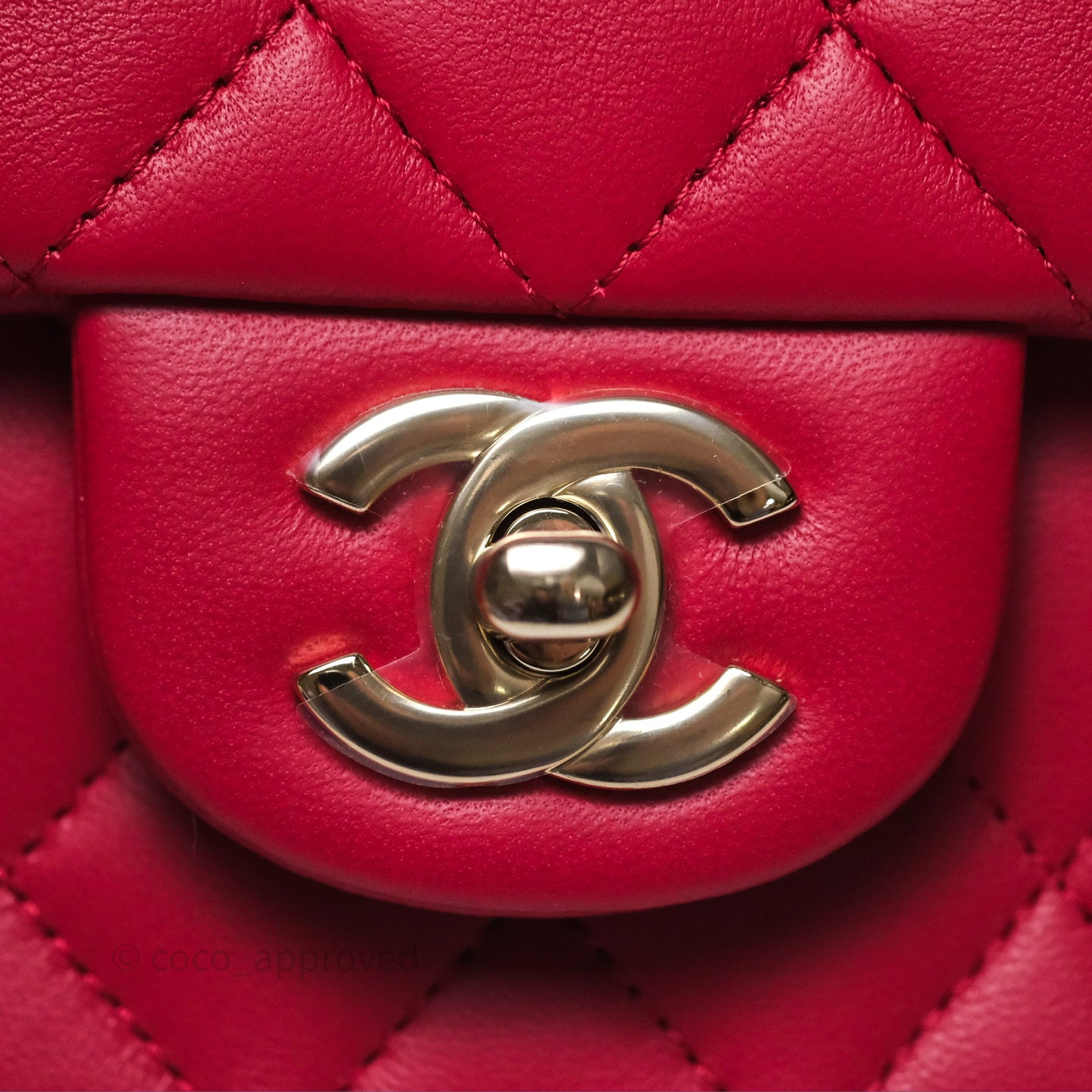 Chanel Top Handle Mini Rectangular Flap Red Lambskin Gold Hardware