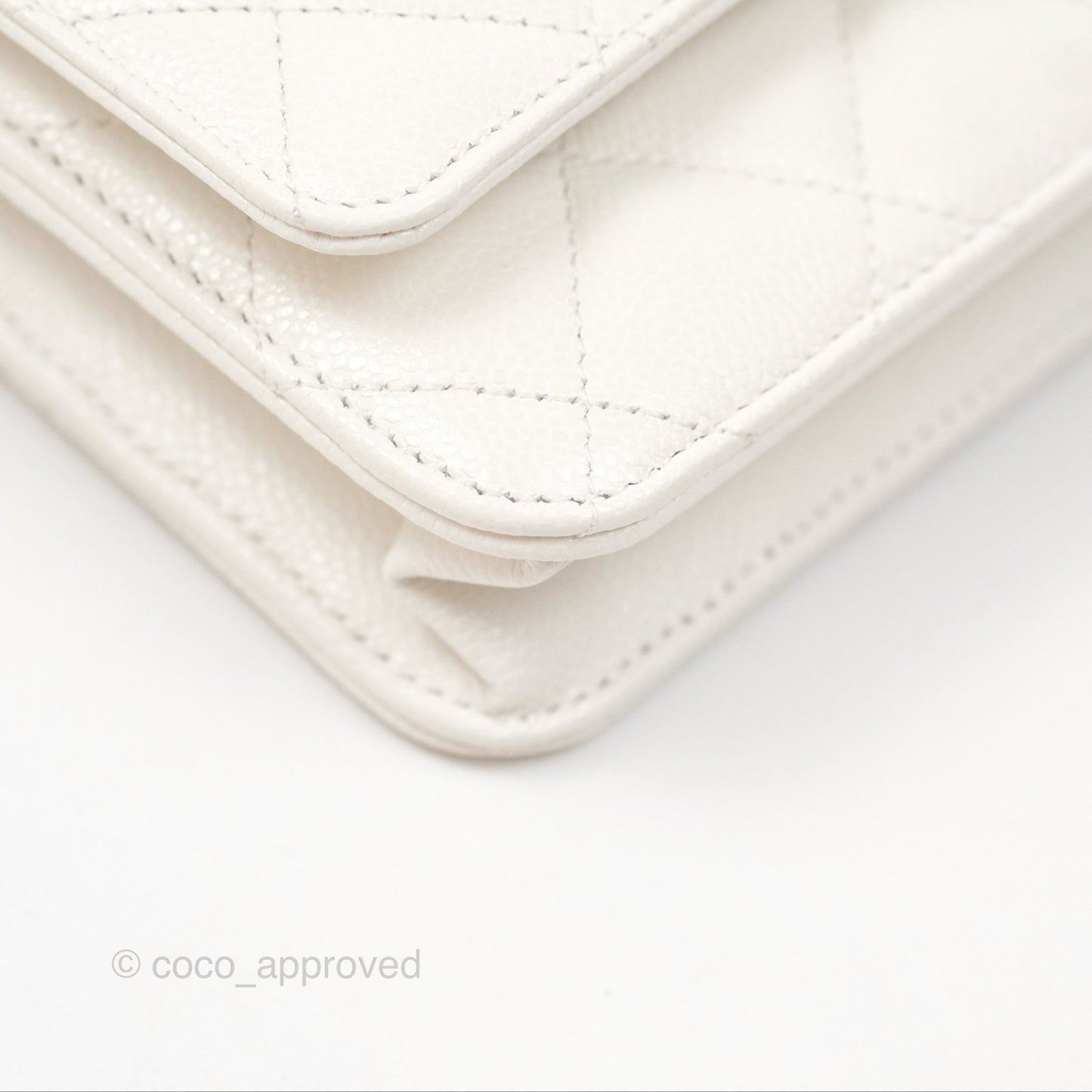 Chanel Quilted Classic Wallet on Chain WOC White Caviar Gold Hardware