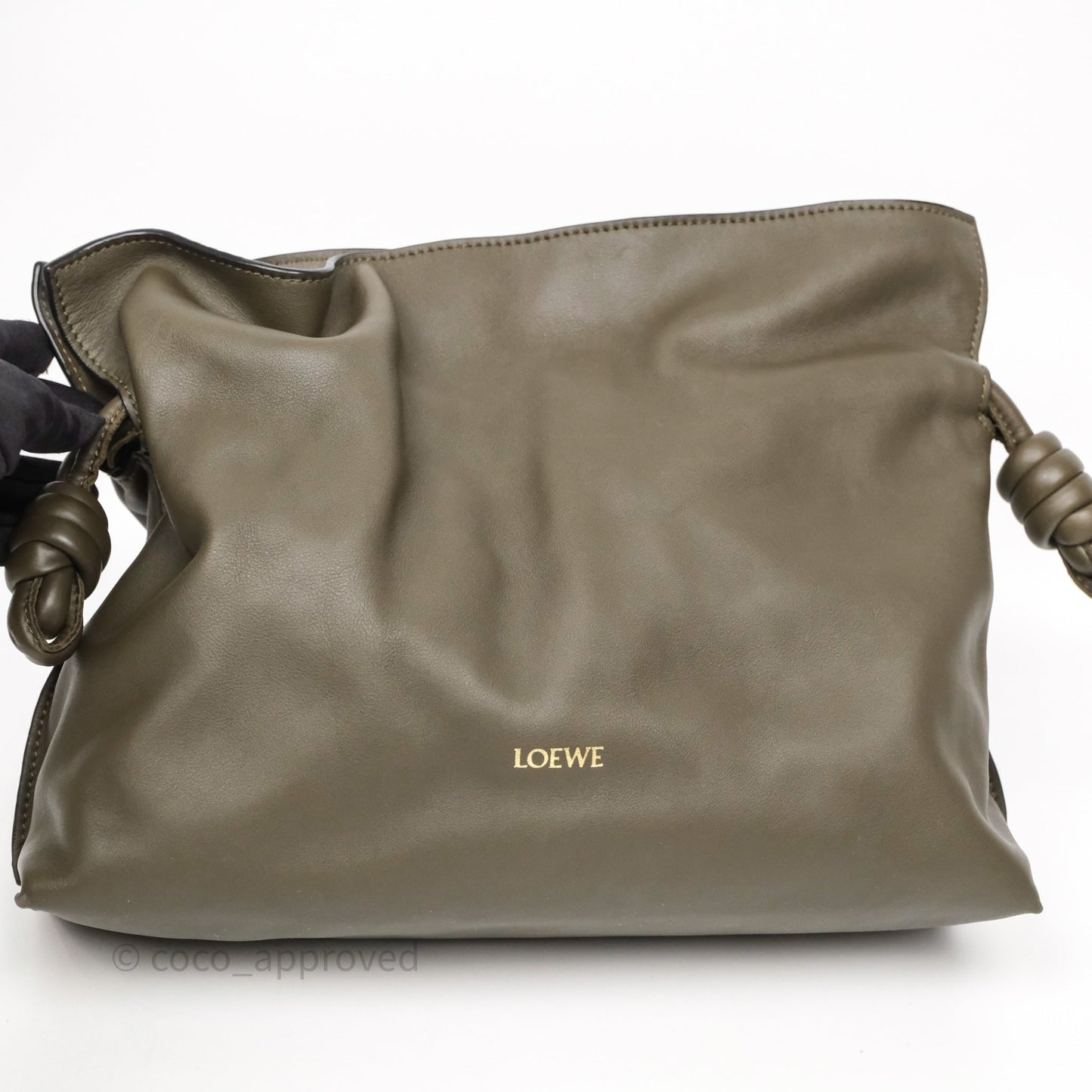 Loewe Flamenco Clutch Medium in Nappa Calfskin Dark Khaki Green
