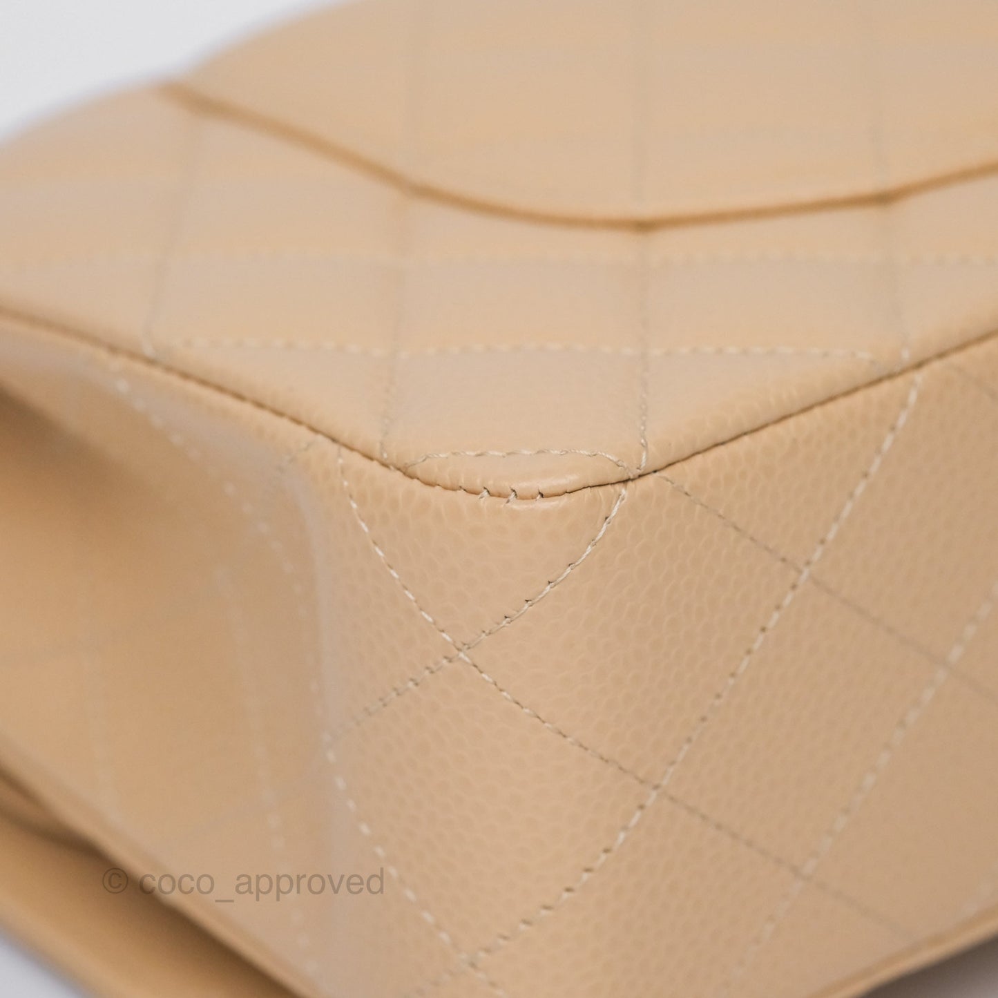 Chanel Classic M/L Medium Flap Quilted Beige Caviar Gold Hardware