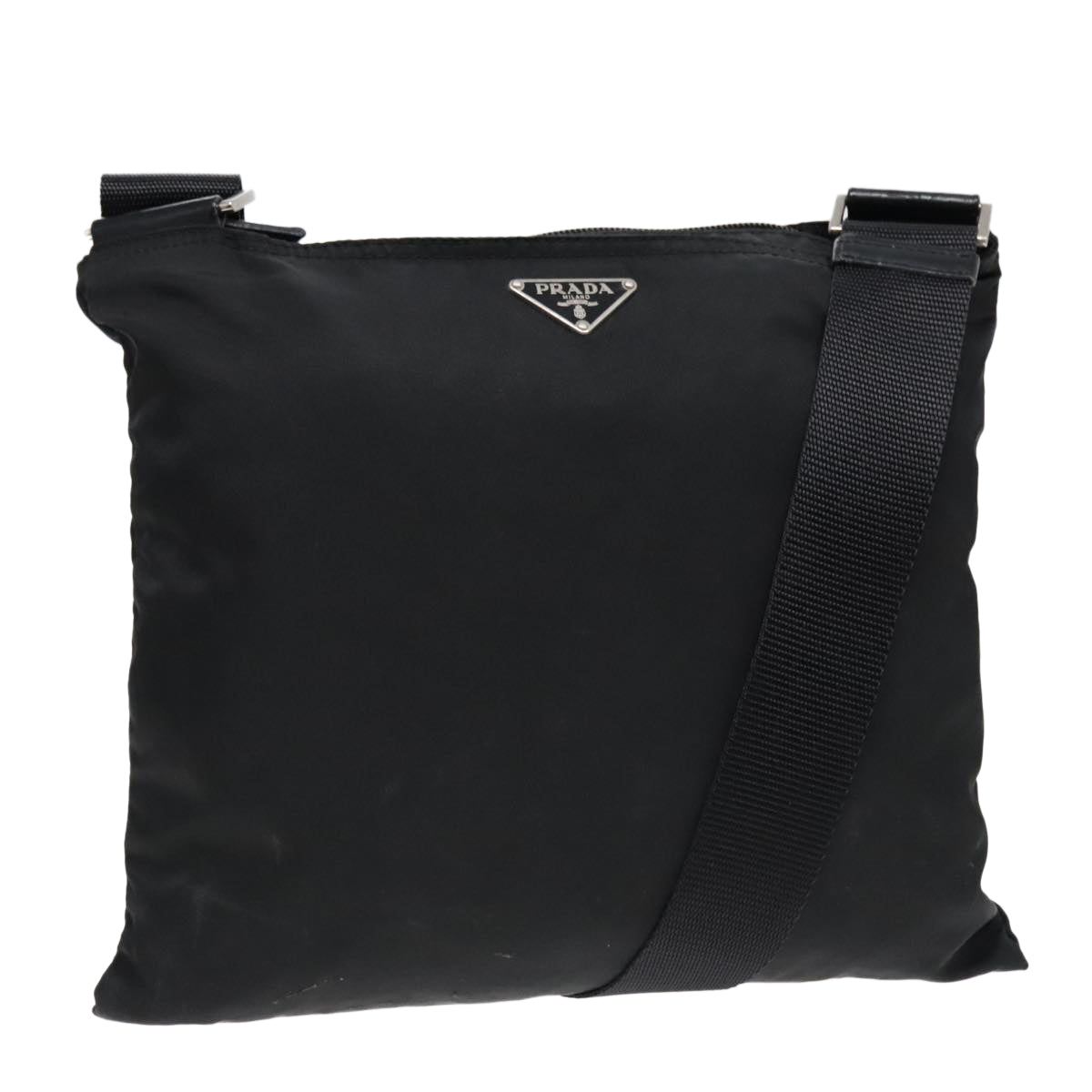 Luxury Prada Shoulder Bag Nylon Black Silver  90744