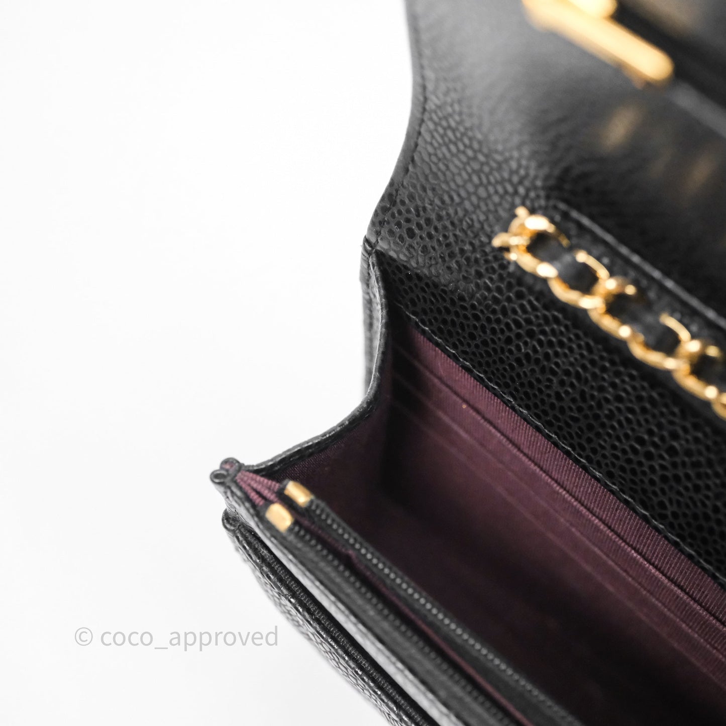 Chanel Classic Wallet On Chain WOC Quilted Black Caviar Gold Hardware