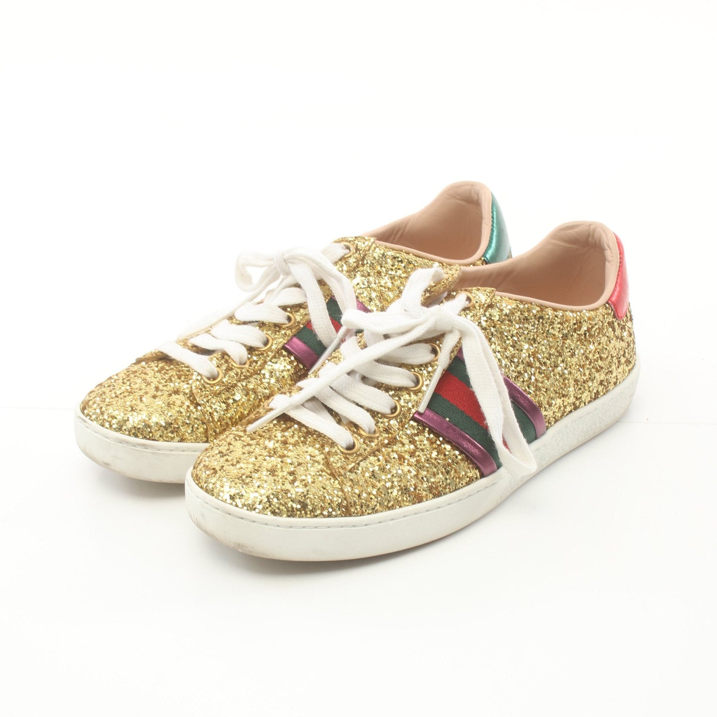 Luxury Gucci Trending 2025 Sherry line Low cut sneakers Glitter Canvas Gold Multicolor Sequin