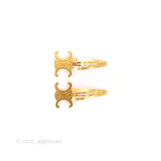 Celine Set of 2 Snap Hair Clips Gold Tone