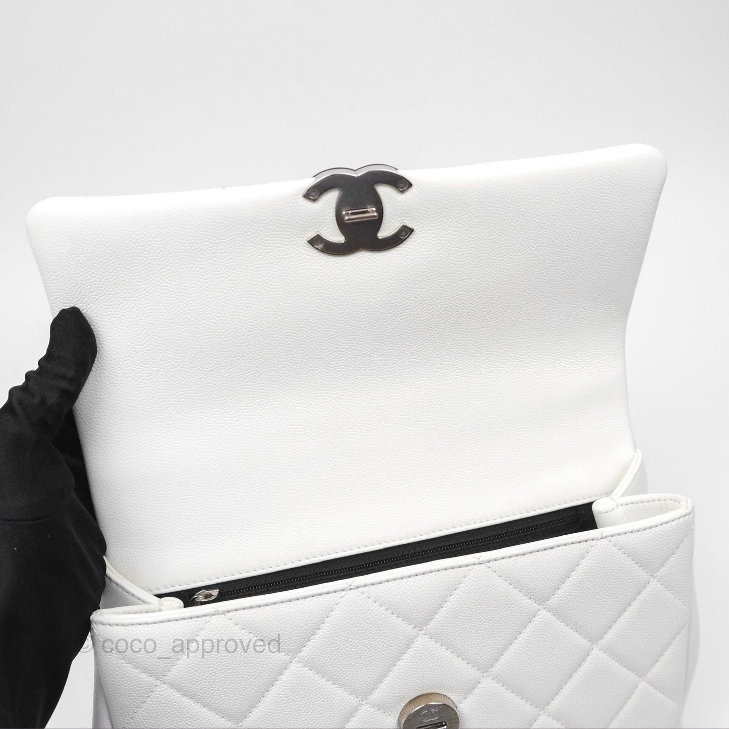 Chanel Quilted My Everything Medium Flap Bag White Caviar Incognito Hardware