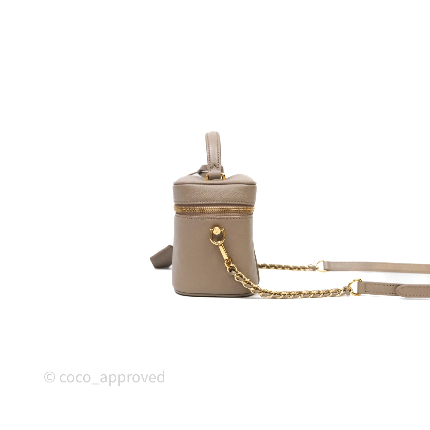 Louis Vuitton Monogram Empreinte Tourterelle Vanity PM Beige Gold Hardware