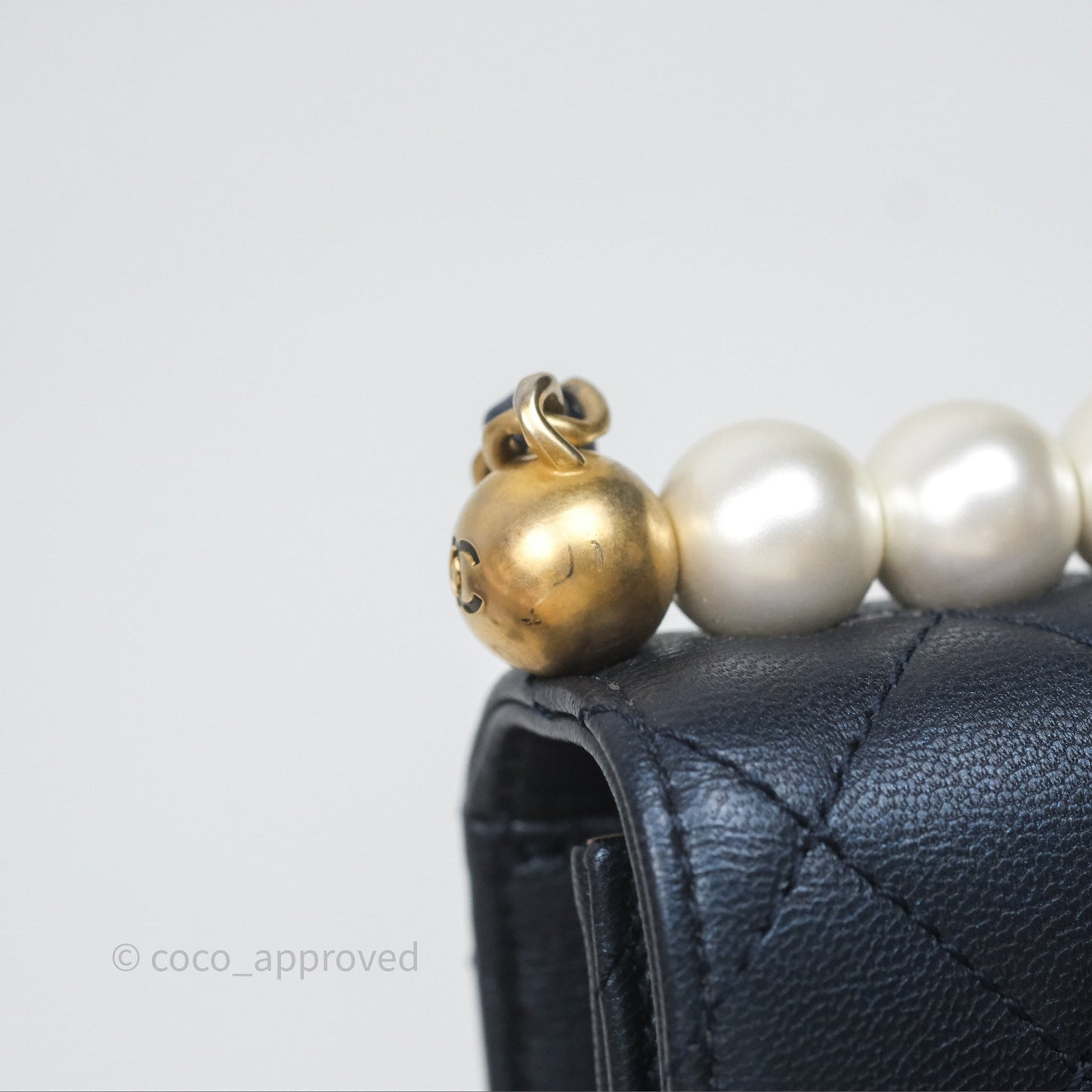 Chanel Quilted Chic Pearls Flap Iridescent Navy Goatskin Aged Gold Hardware