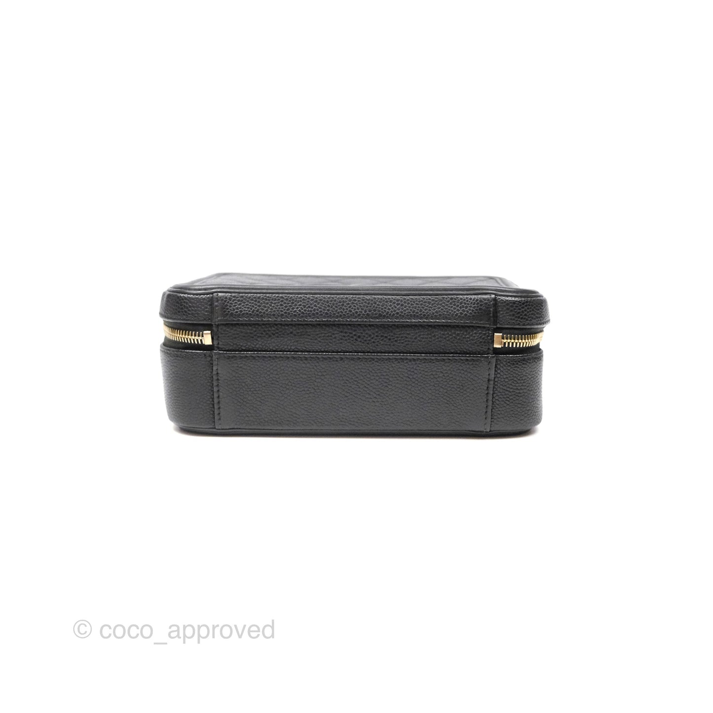 Chanel Quilted Medium CC Filigree Vanity Case Black Caviar Gold Hardware