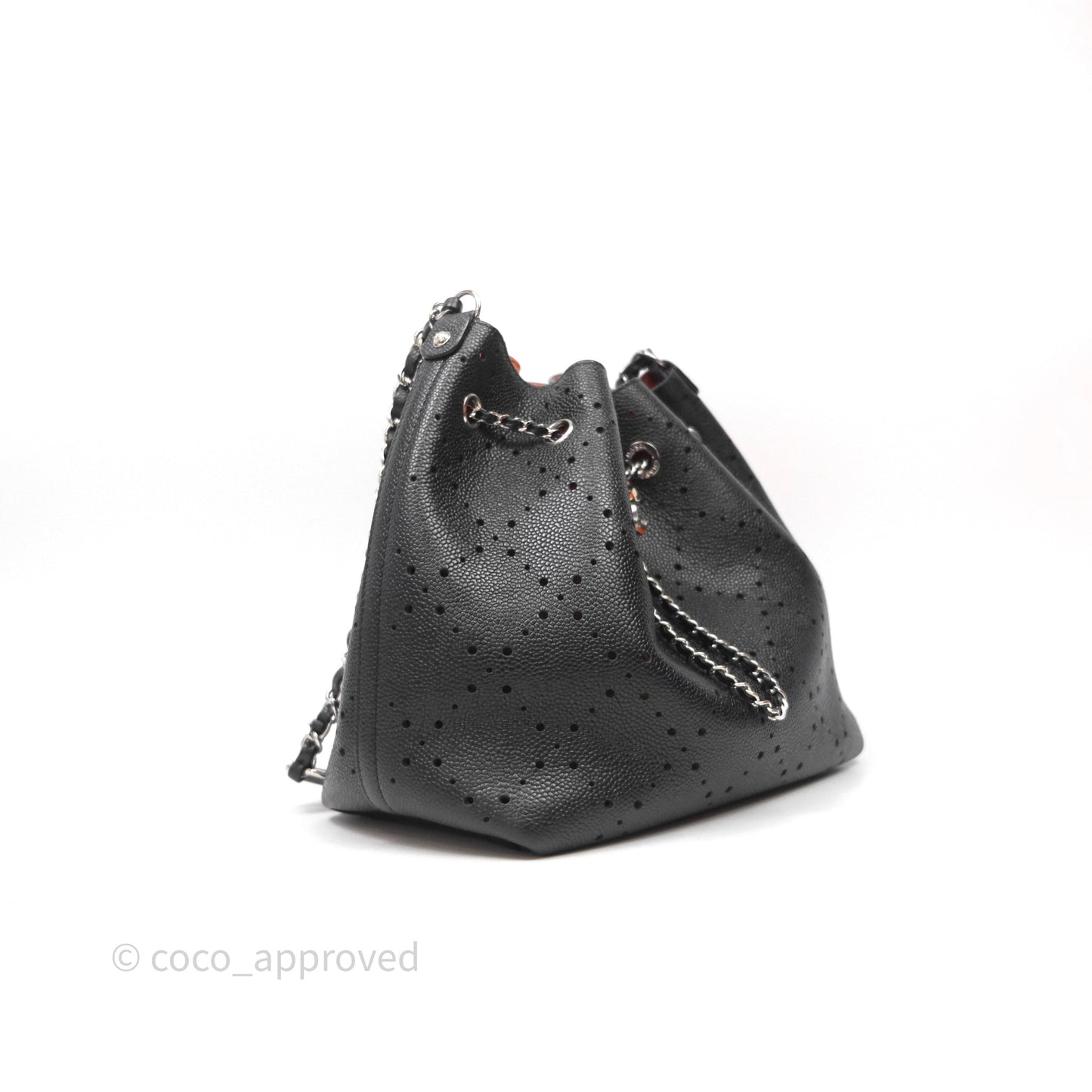 Chanel CC Drawstring Bucket Bag Black Caviar